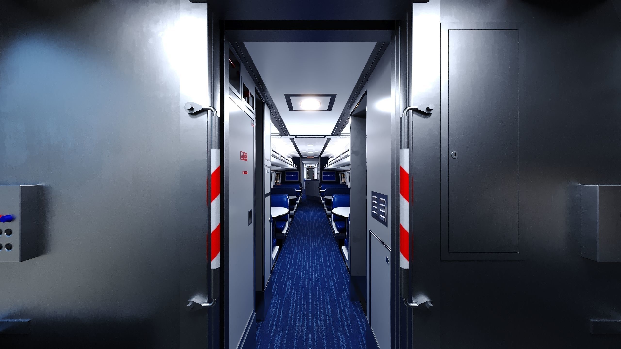 Amtrak Amfleet I Cafe Car  Low-poly 3D model_19