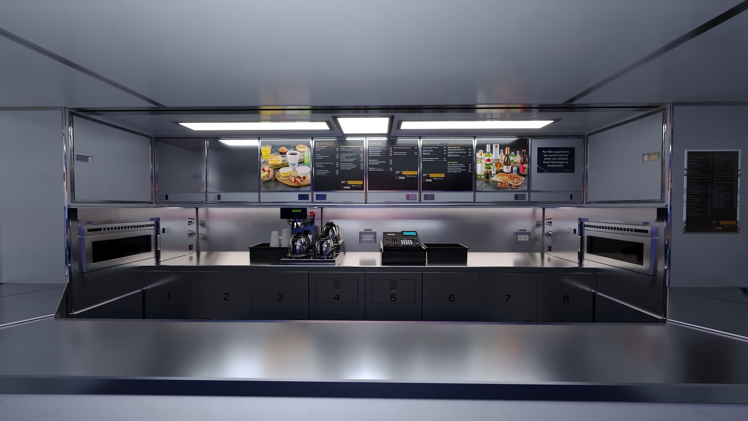 Amtrak Amfleet I Cafe Car  Low-poly 3D model_22