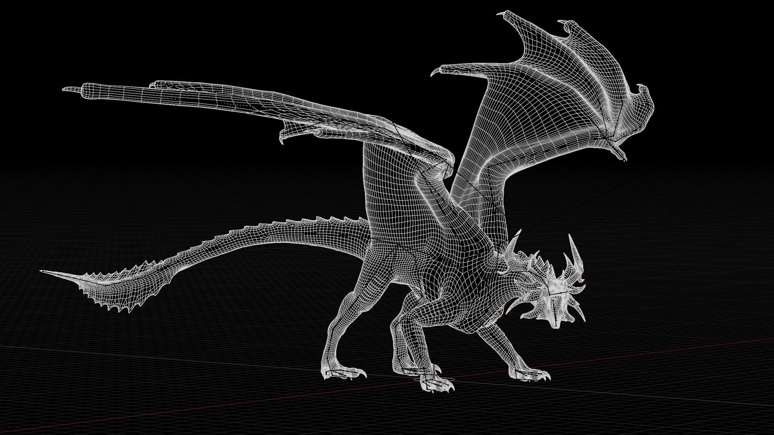 Hellfire Dragon Low-poly 3D model_32