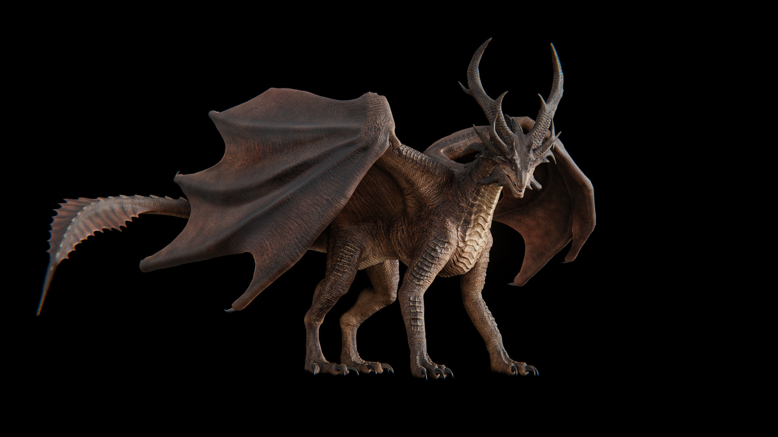 Hellfire Dragon Low-poly 3D model_22