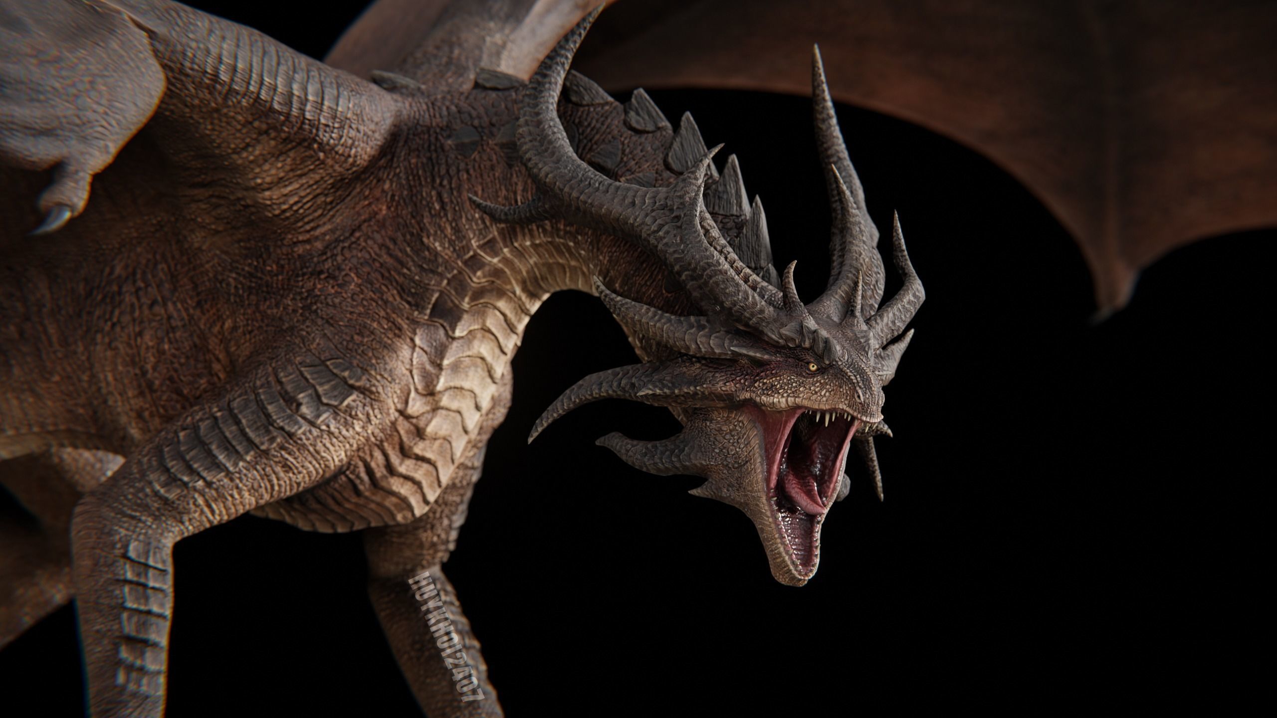 Hellfire Dragon Low-poly 3D model_5