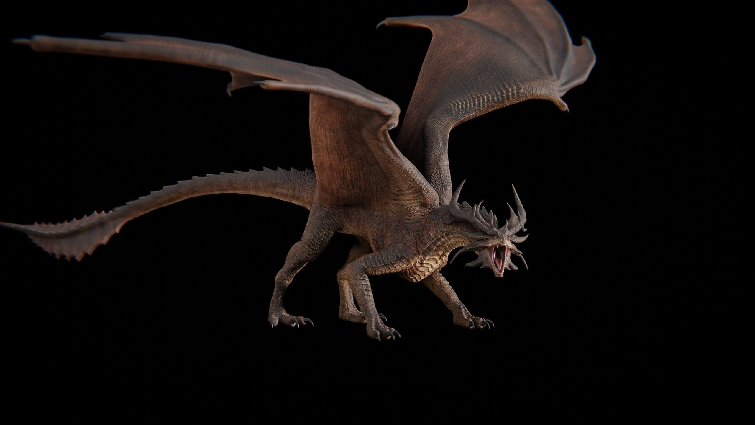 Hellfire Dragon Low-poly 3D model_17