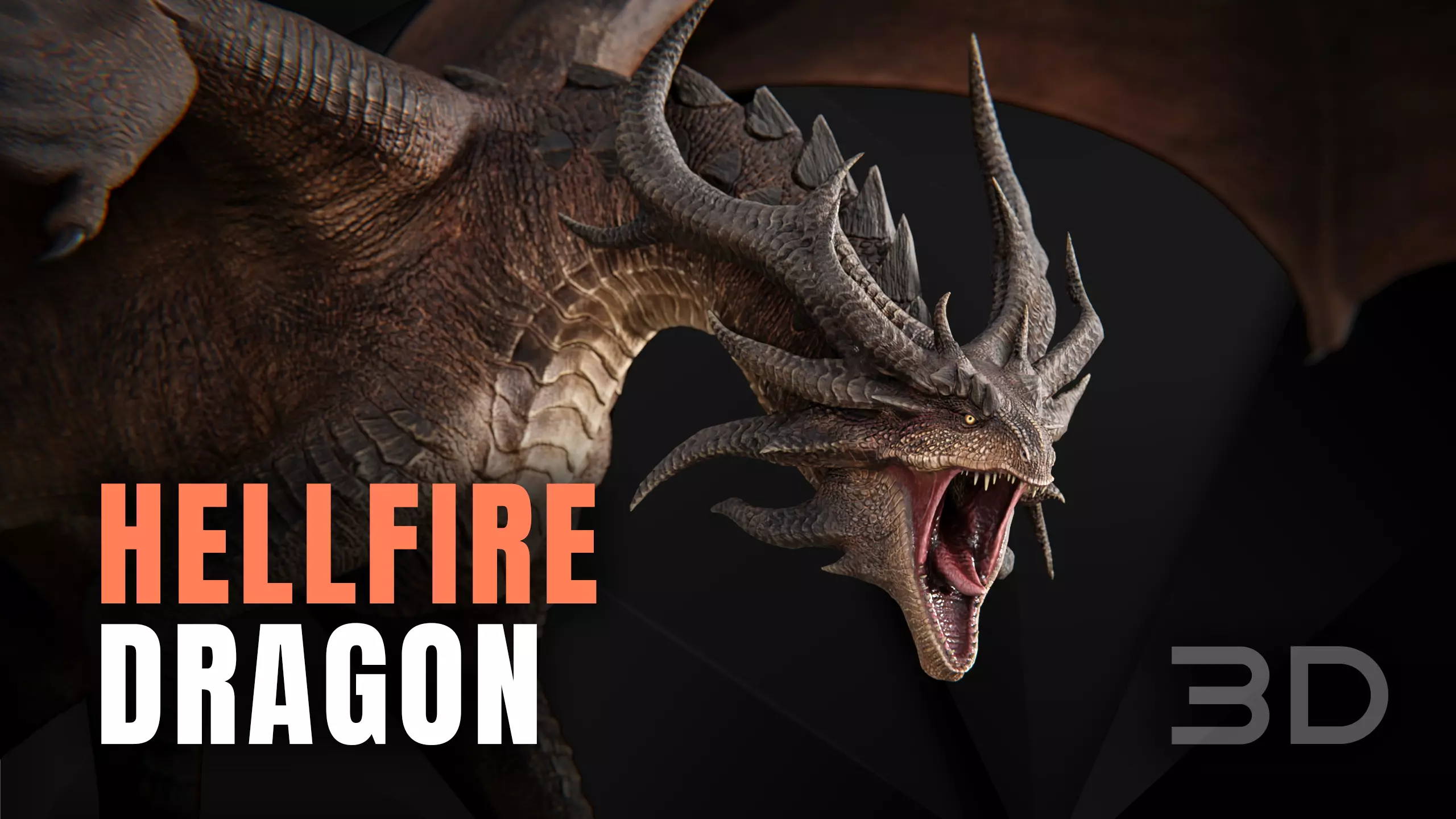 Hellfire Dragon Low-poly 3D model_0