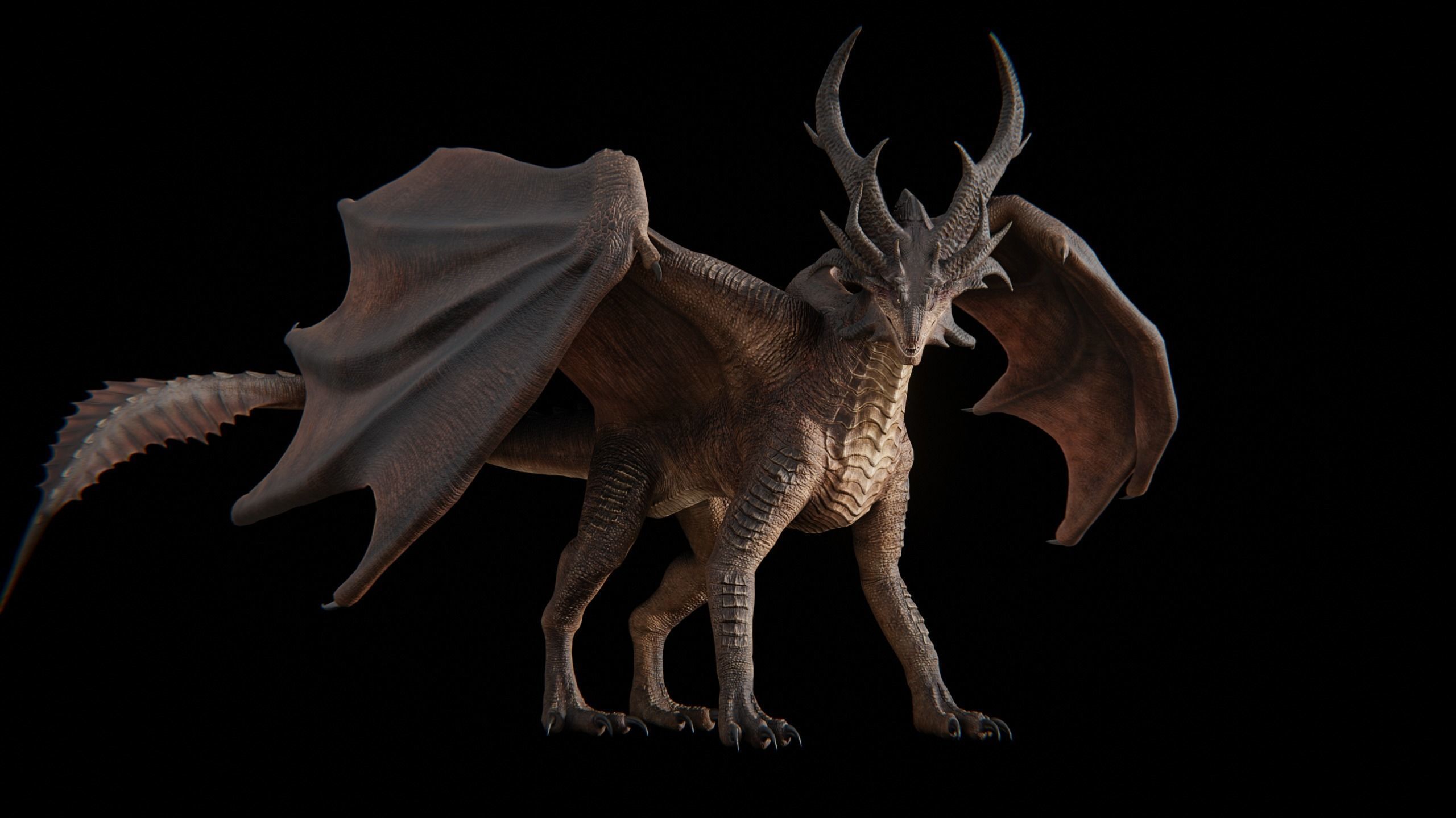 Hellfire Dragon Low-poly 3D model_8