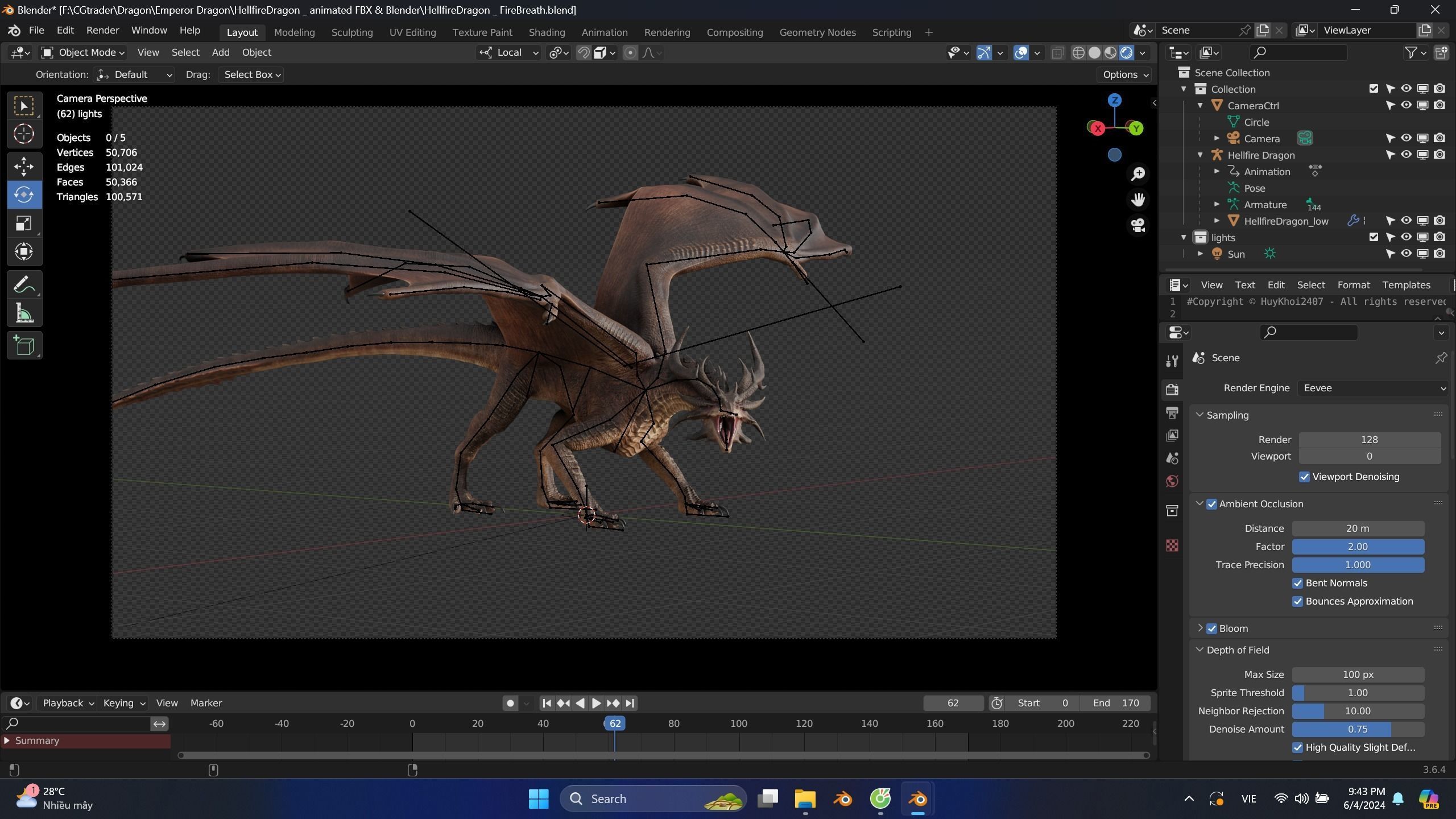 Hellfire Dragon Low-poly 3D model_35