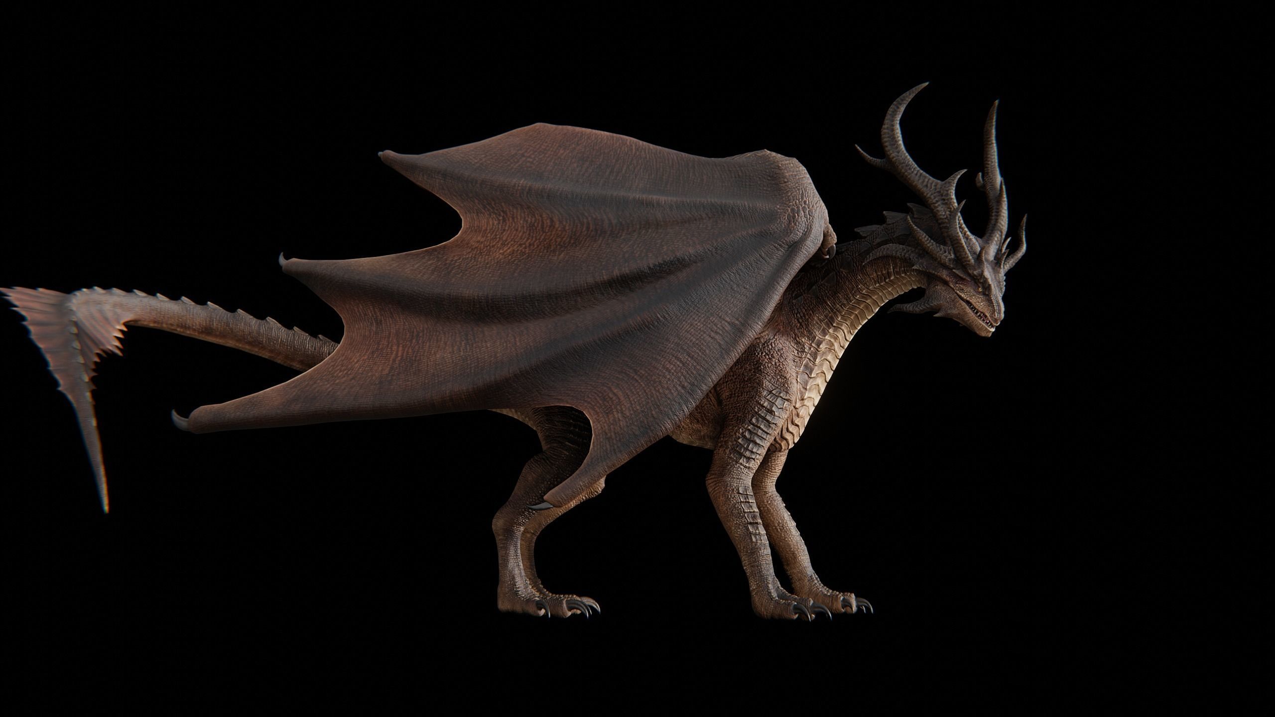 Hellfire Dragon Low-poly 3D model_13