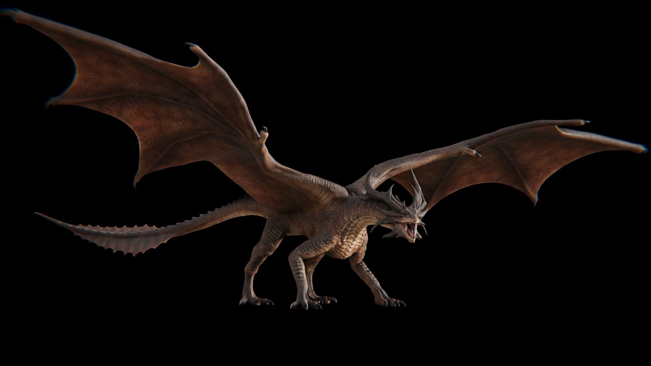 Hellfire Dragon Low-poly 3D model_7