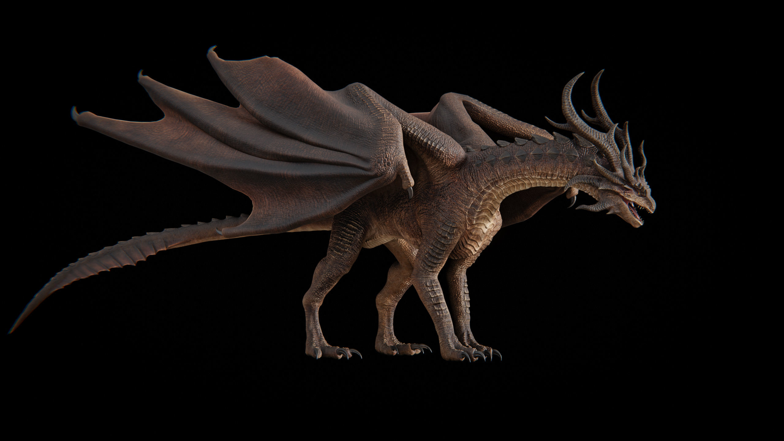Hellfire Dragon Low-poly 3D model_45
