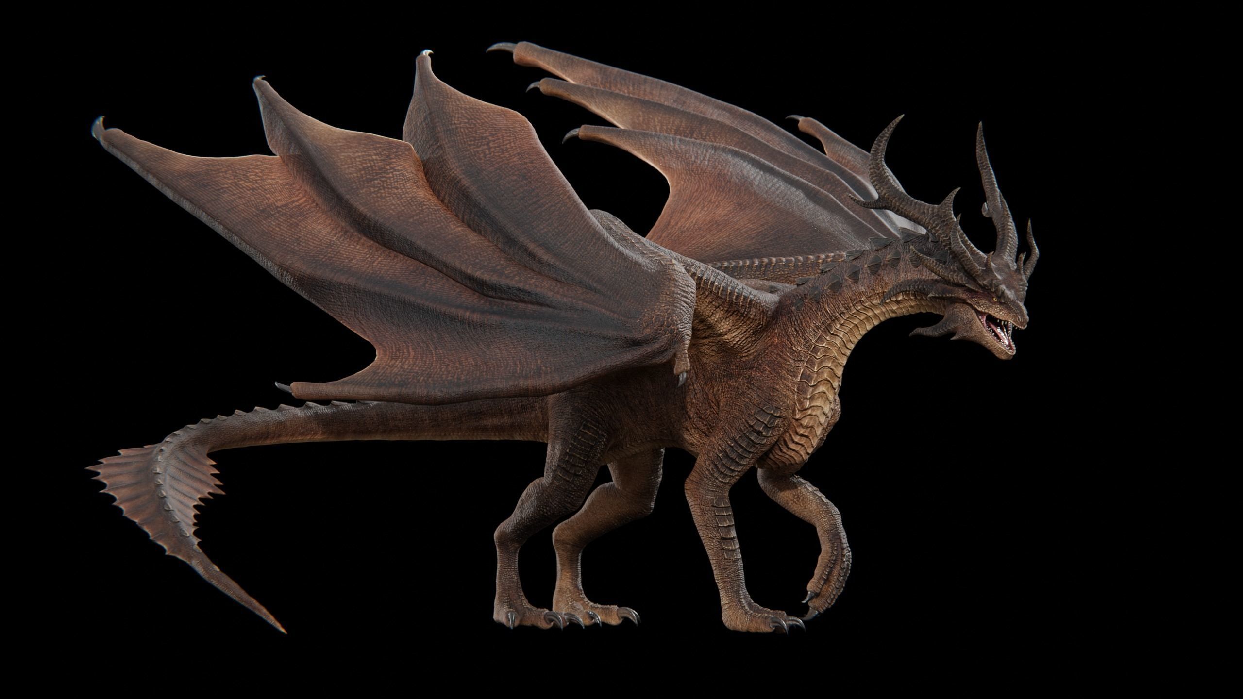 Hellfire Dragon Low-poly 3D model_31