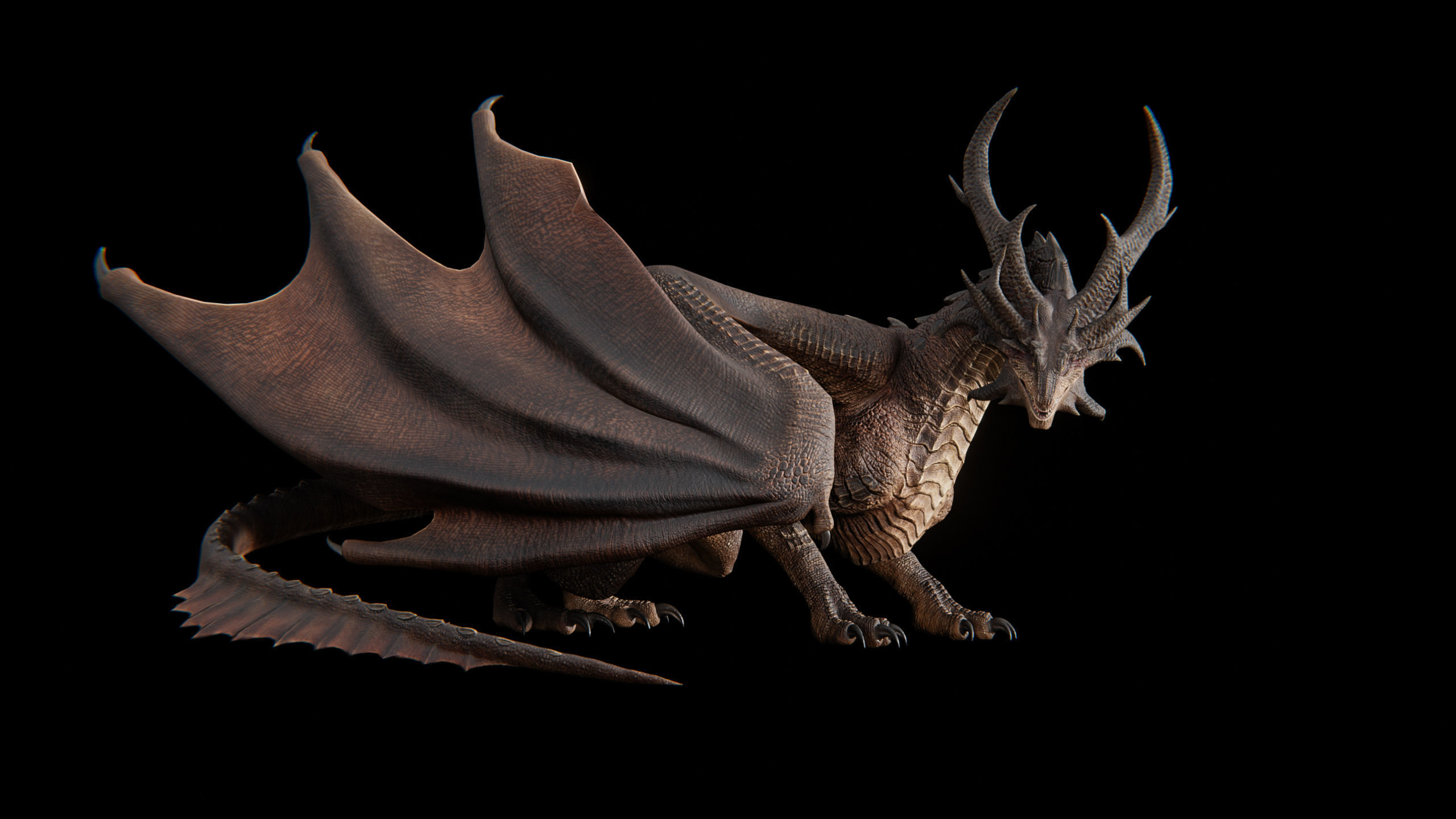 Hellfire Dragon Low-poly 3D model_48