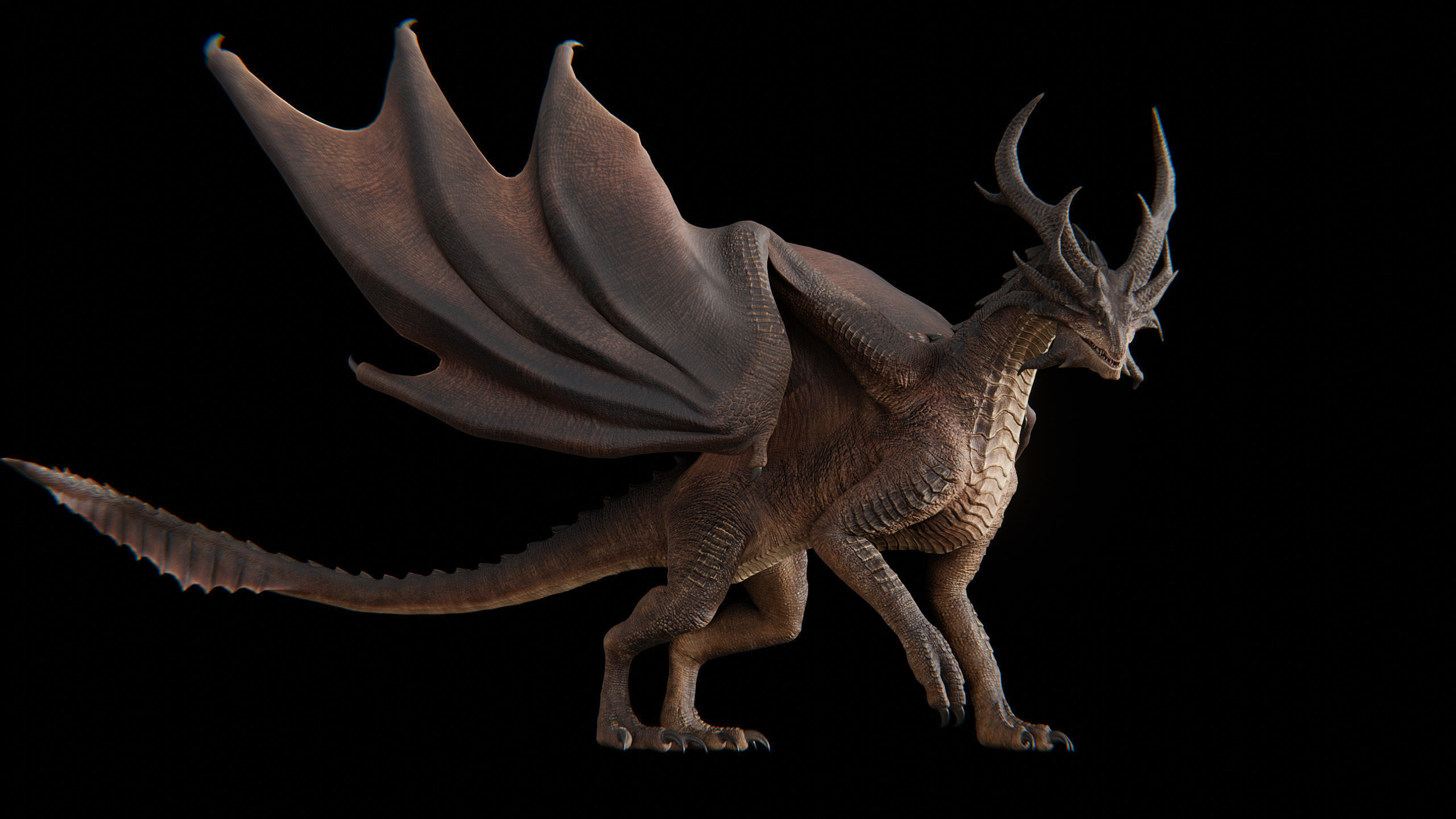 Hellfire Dragon Low-poly 3D model_43