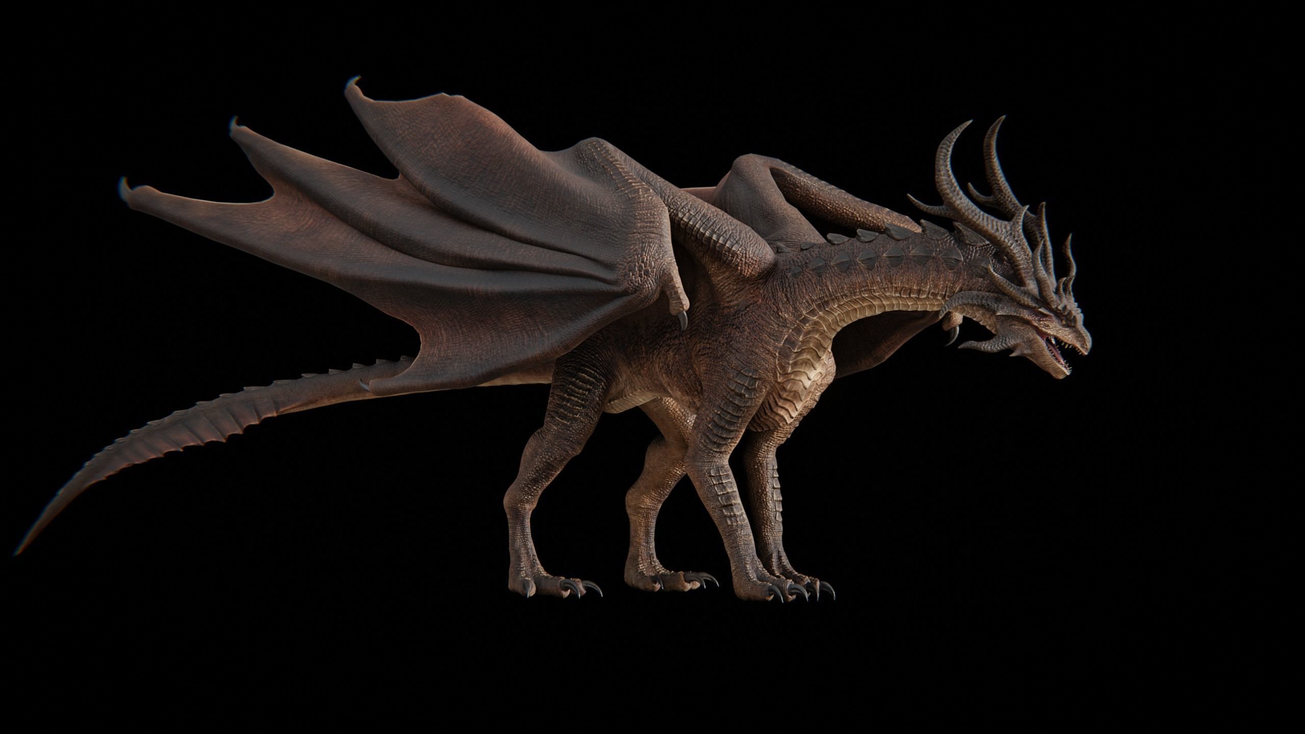 Hellfire Dragon Low-poly 3D model_19