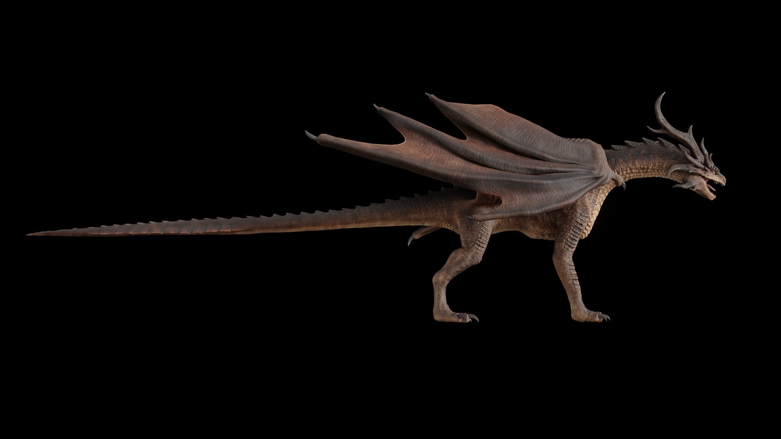 Hellfire Dragon Low-poly 3D model_29