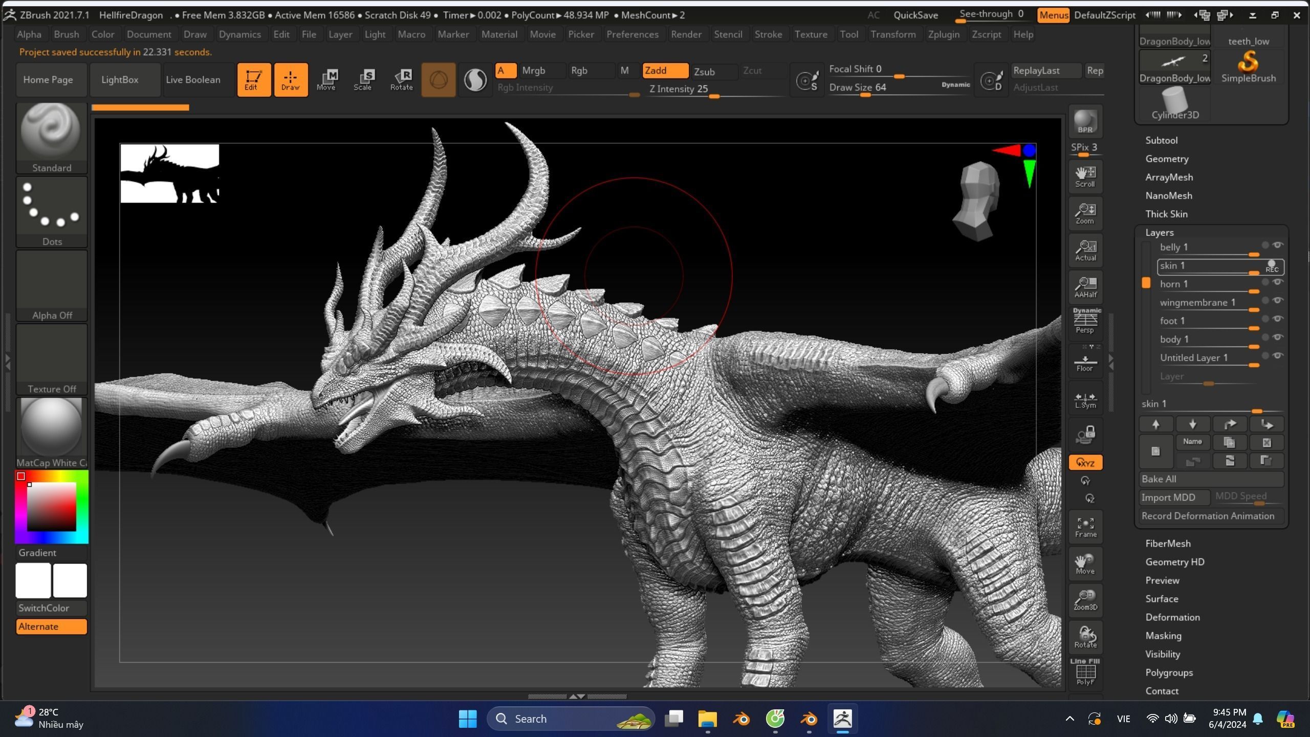 Hellfire Dragon Low-poly 3D model_36