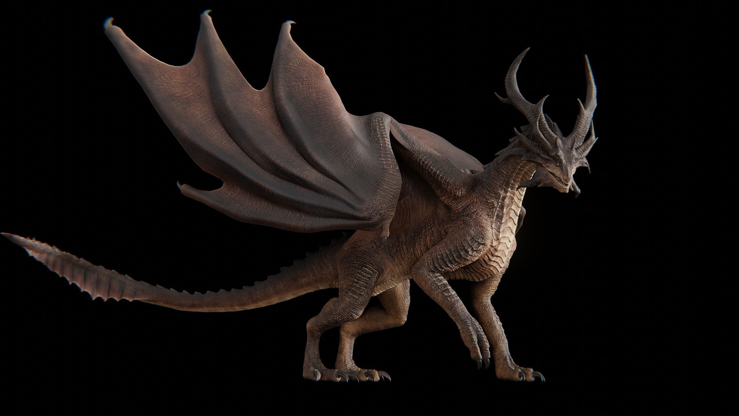Hellfire Dragon Low-poly 3D model_16