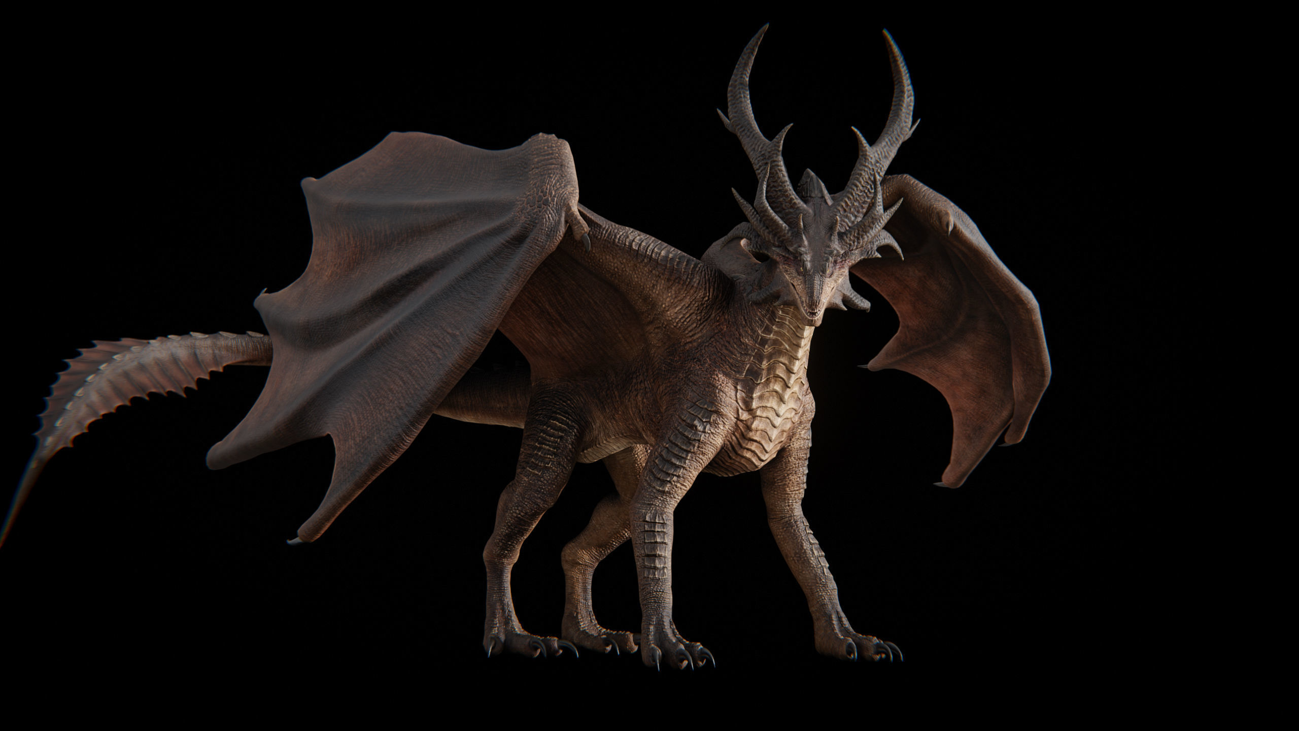 Hellfire Dragon Low-poly 3D model_46