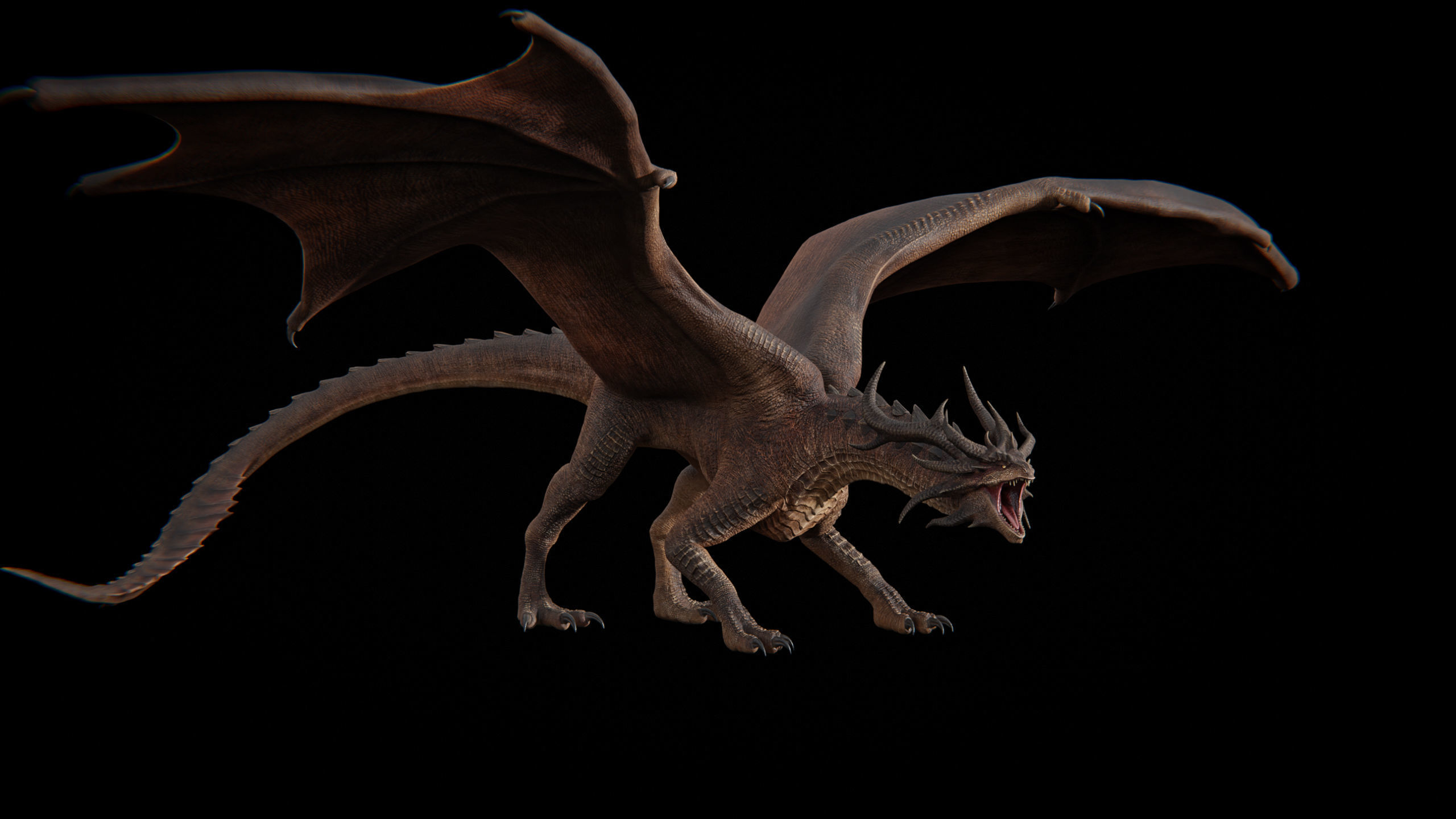 Hellfire Dragon Low-poly 3D model_37