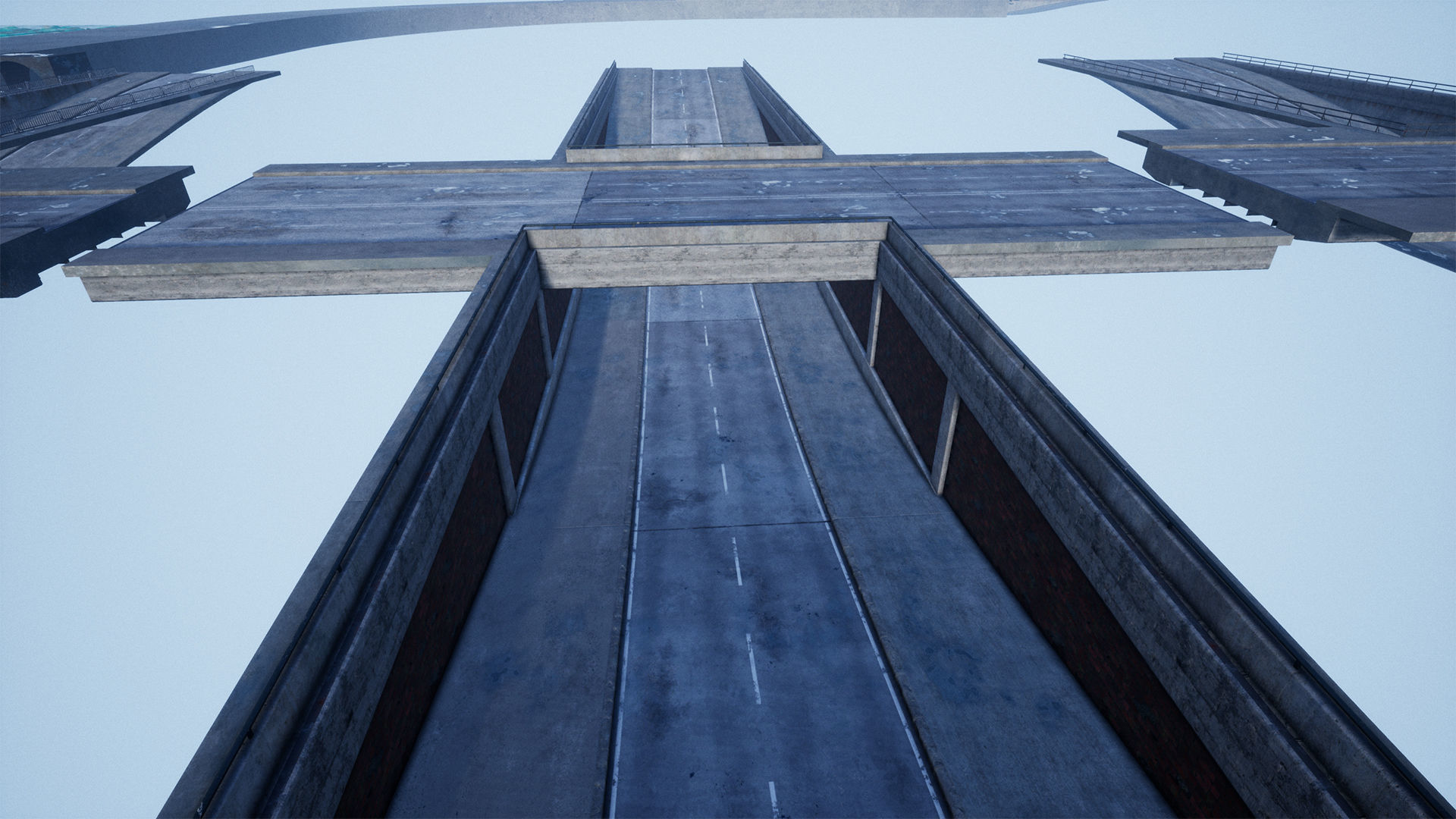 Bridge and Modular Road Tunnel set Low-poly 3D model_16