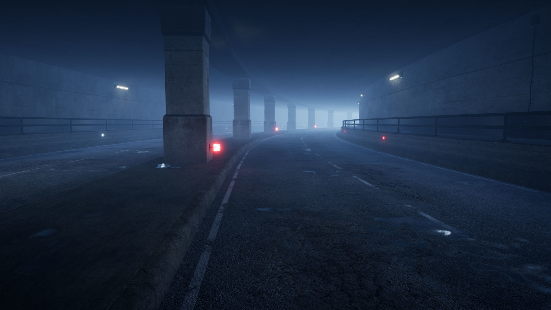 Bridge and Modular Road Tunnel set Low-poly 3D model_11