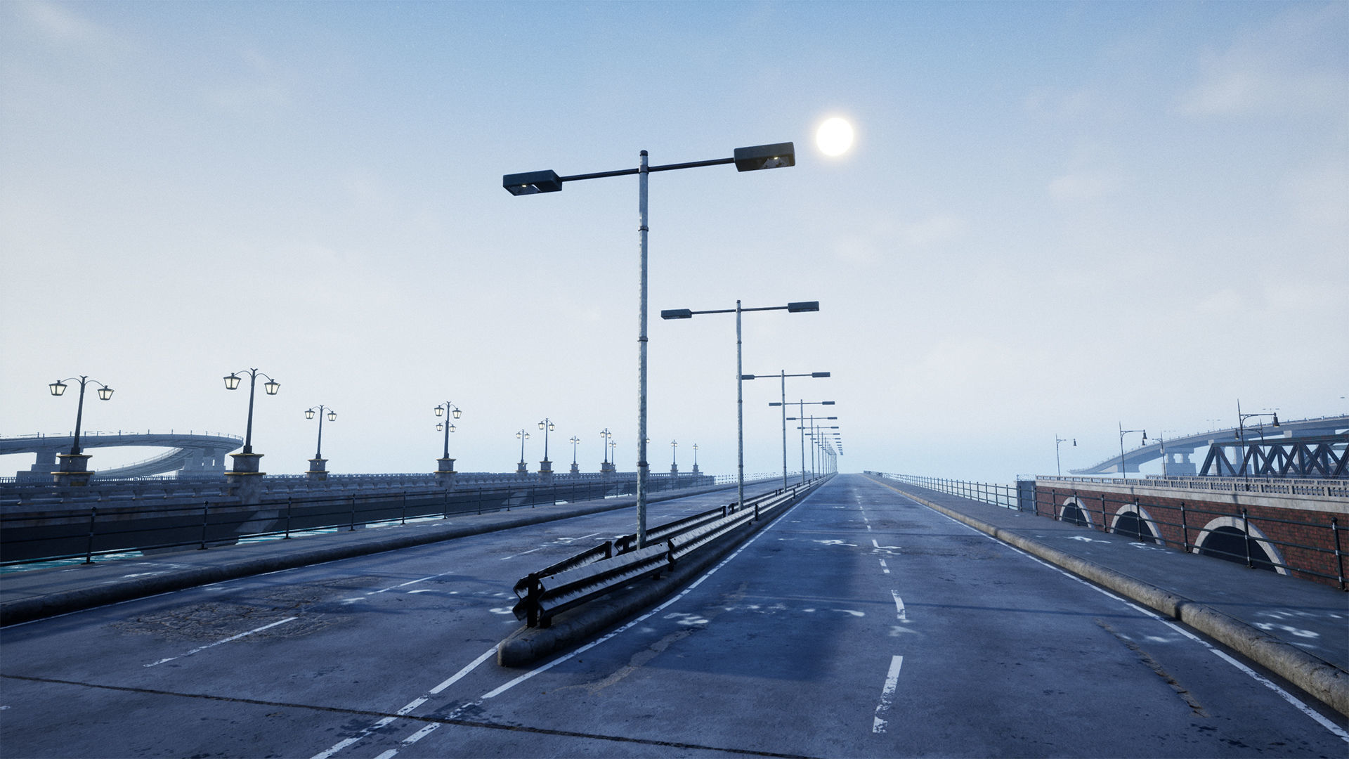 Bridge and Modular Road Tunnel set Low-poly 3D model_7