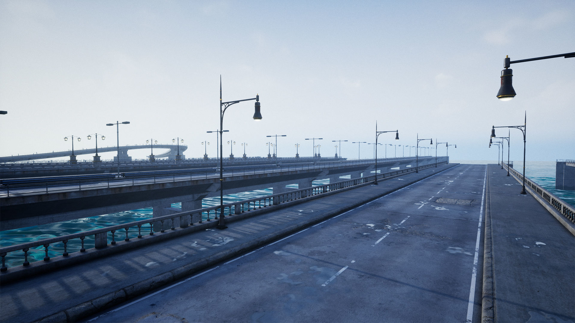 Bridge and Modular Road Tunnel set Low-poly 3D model_6