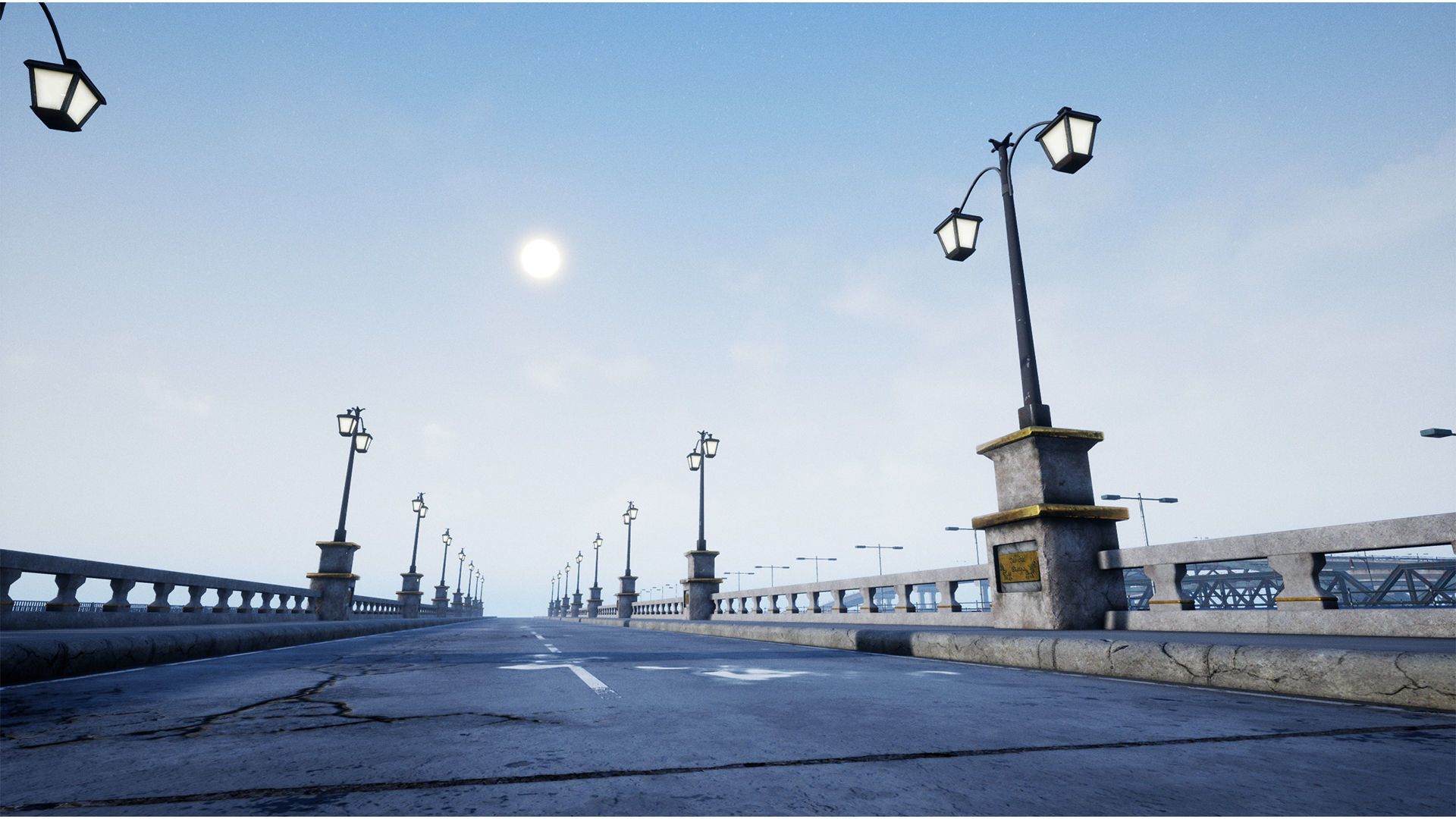 Bridge and Modular Road Tunnel set Low-poly 3D model_9