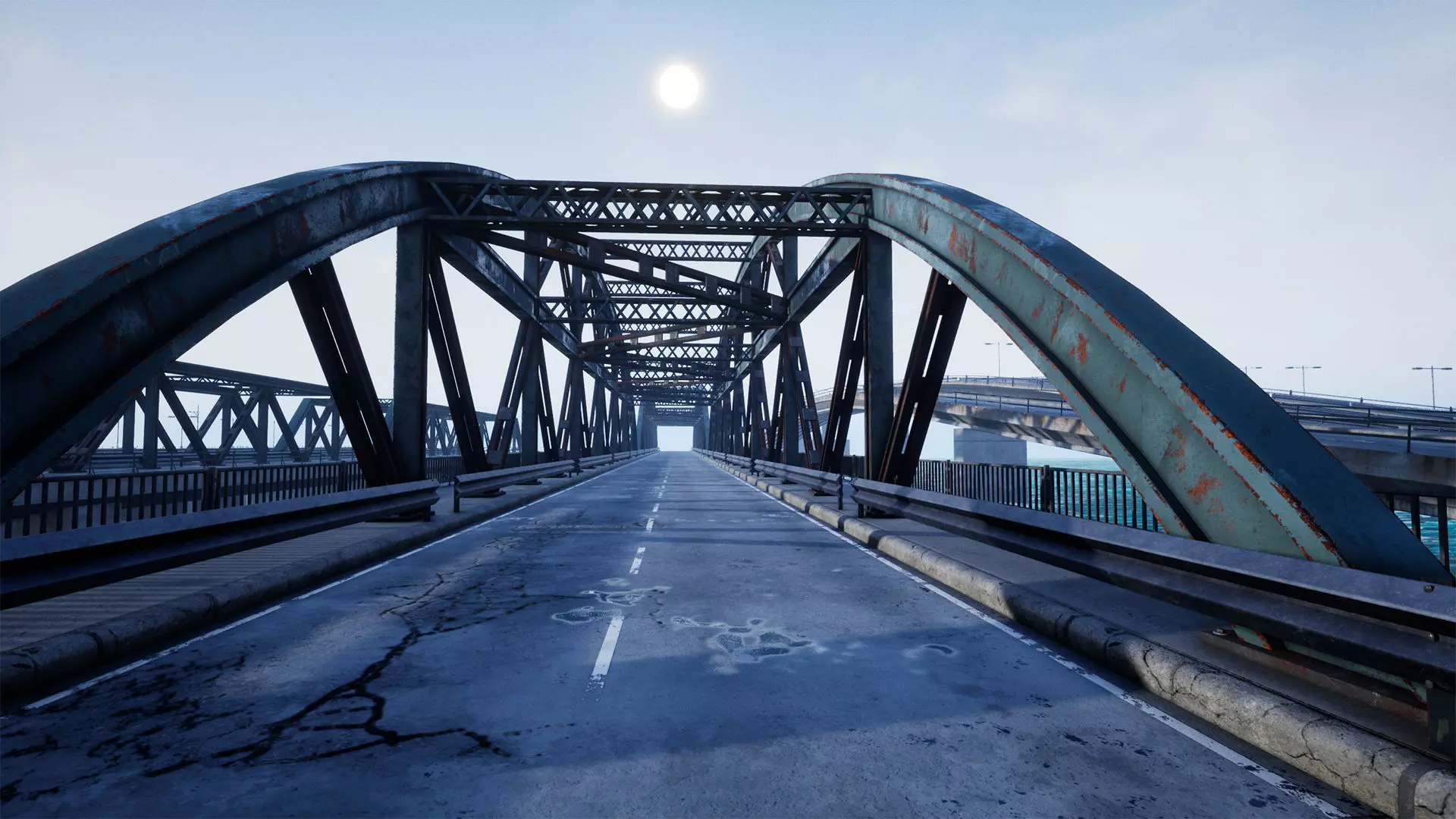 Bridge and Modular Road Tunnel set Low-poly 3D model_0