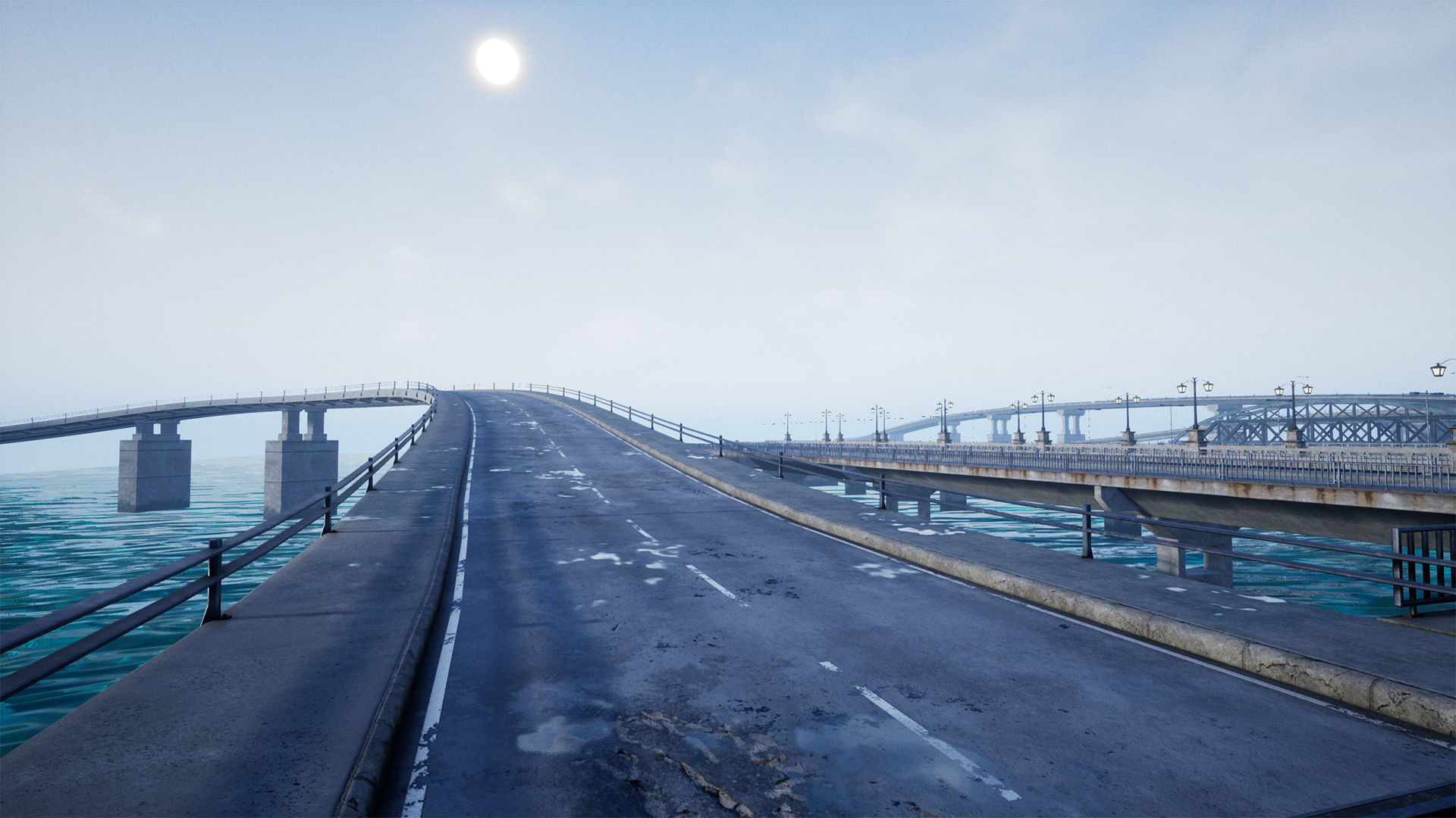 Bridge and Modular Road Tunnel set Low-poly 3D model_5