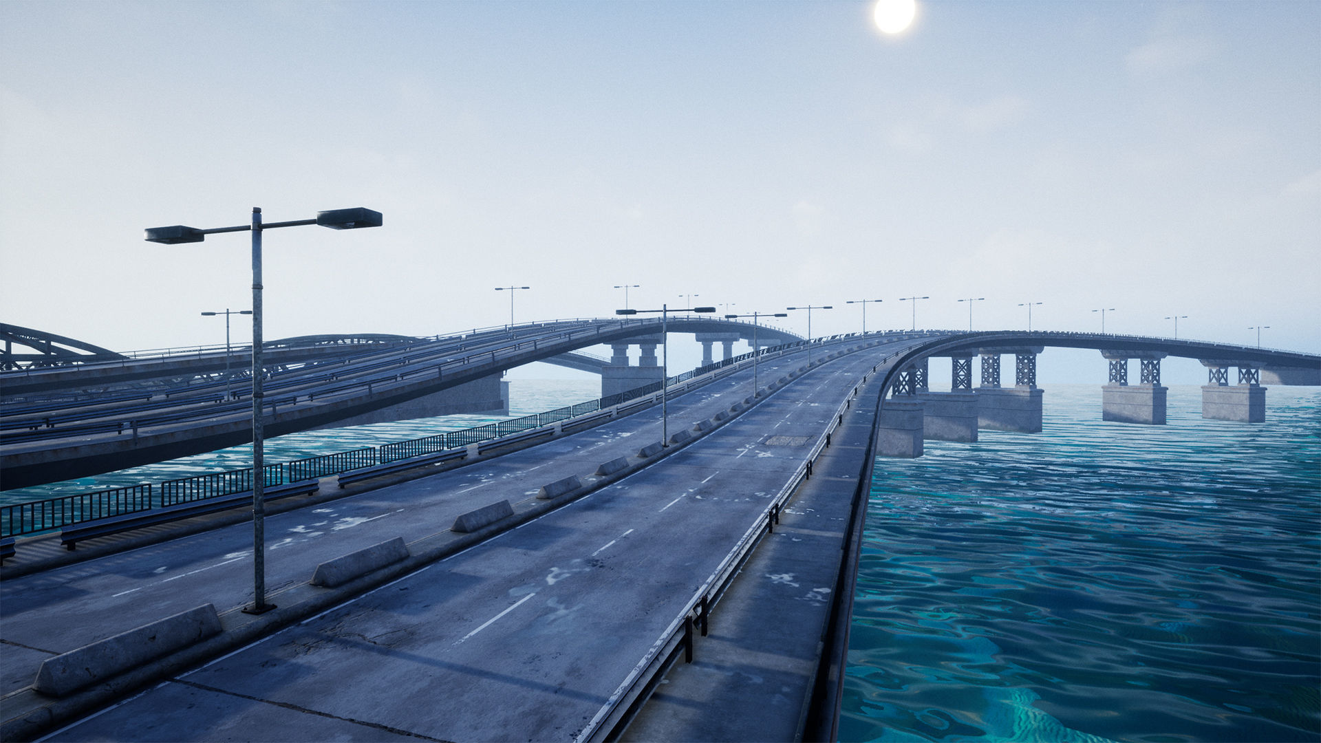 Bridge and Modular Road Tunnel set Low-poly 3D model_3