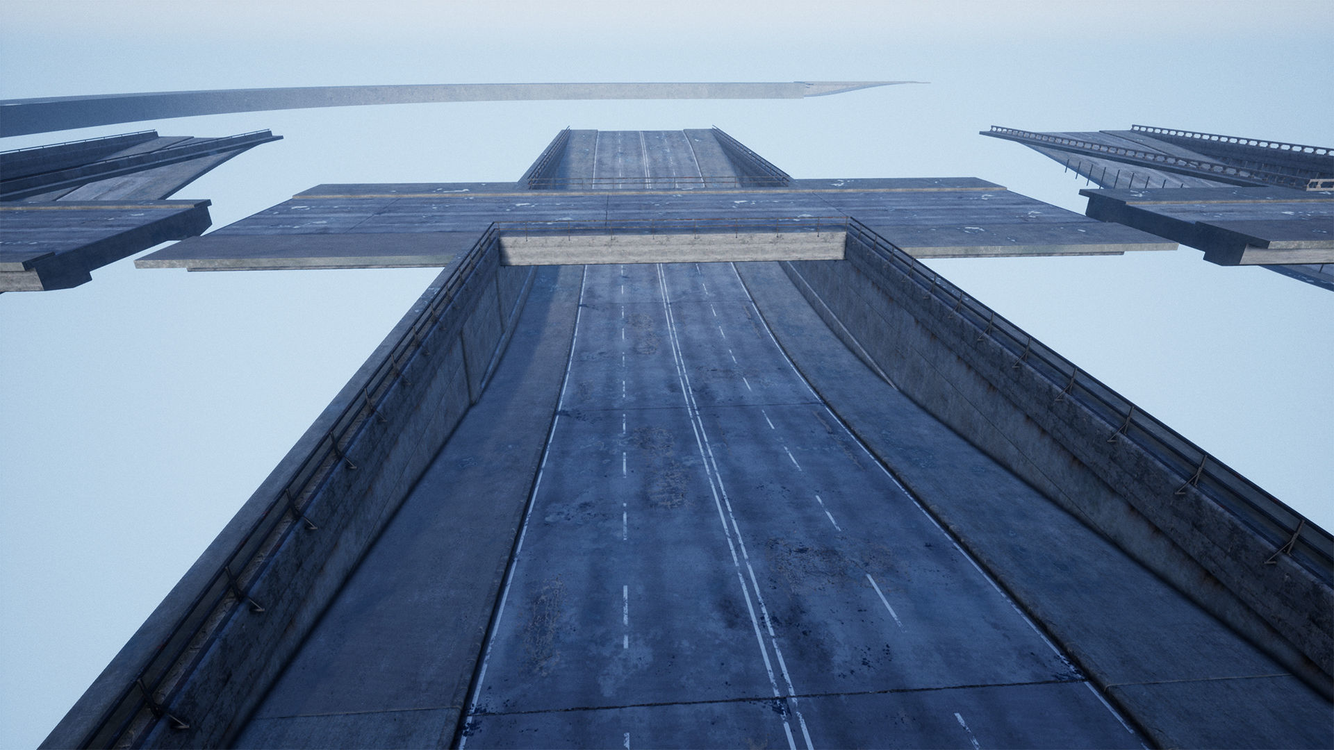 Bridge and Modular Road Tunnel set Low-poly 3D model_15