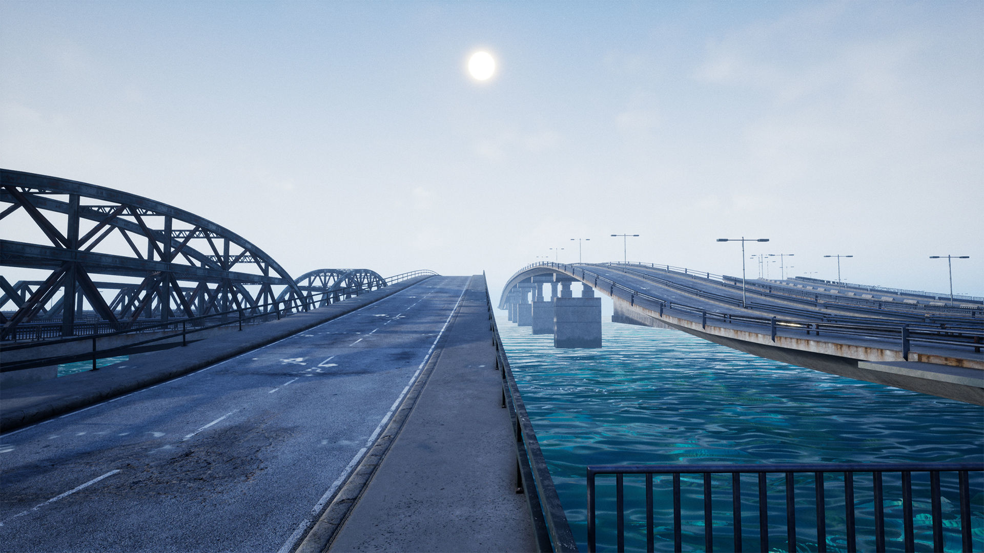 Bridge and Modular Road Tunnel set Low-poly 3D model_4