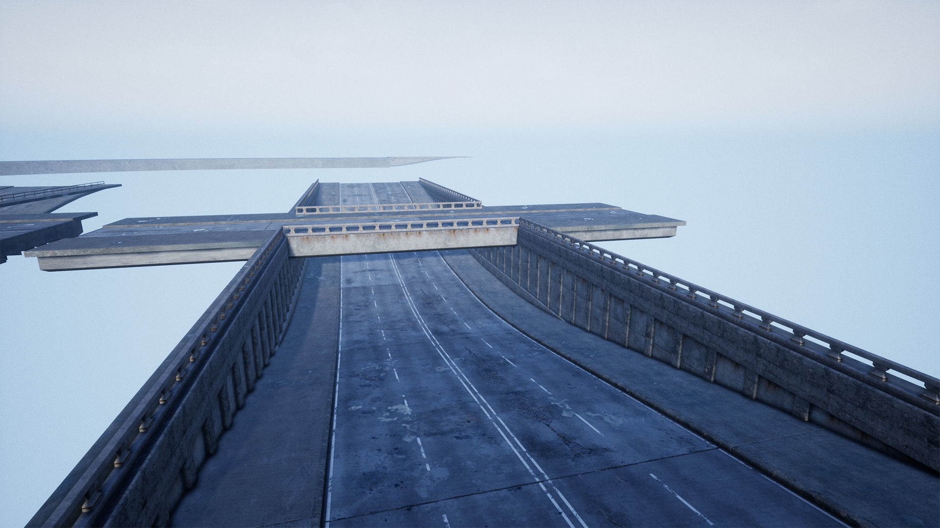 Bridge and Modular Road Tunnel set Low-poly 3D model_14