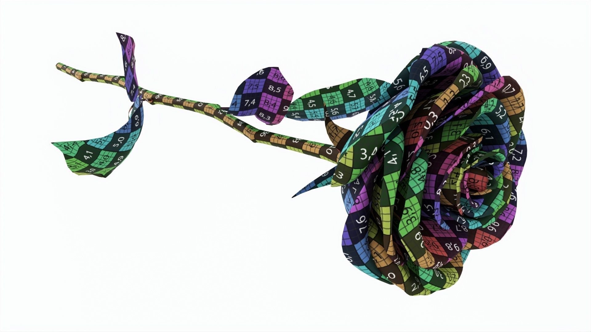 Single Beautiful Red Pink On Ground 3D model_9