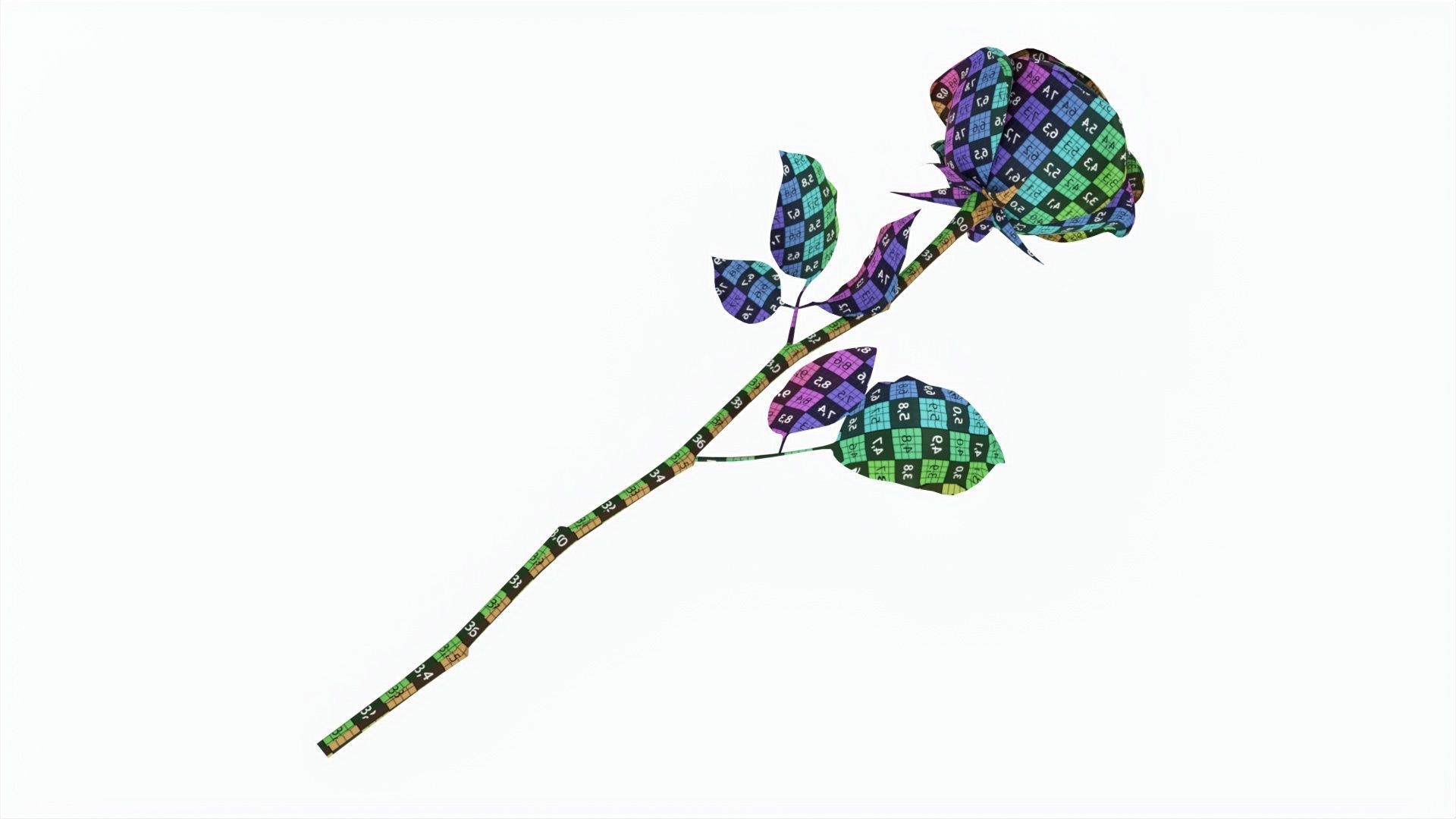 Single Beautiful Red Pink On Ground 3D model_8