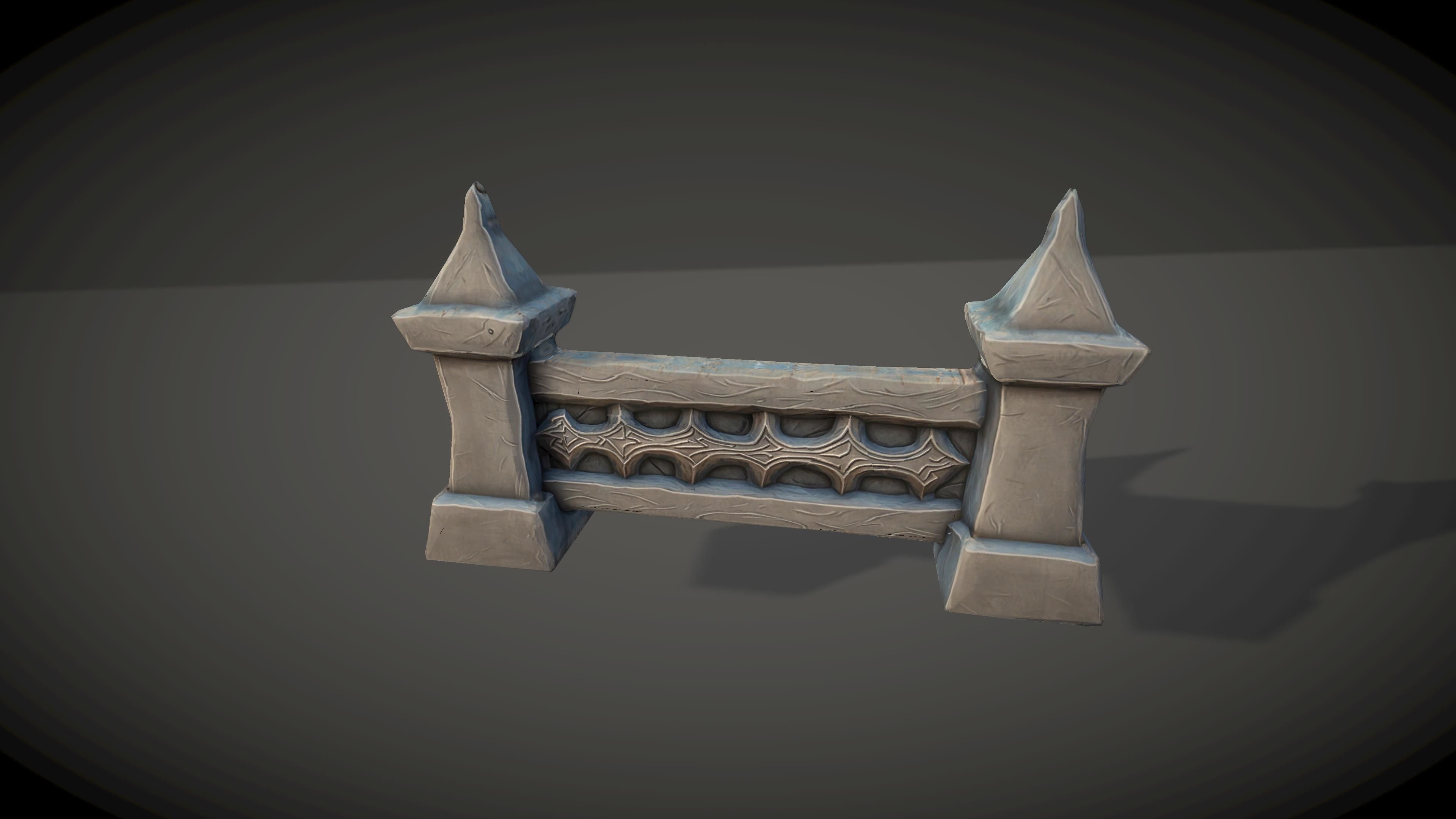 Cartoon Stone Fence Low-poly 3D model_1