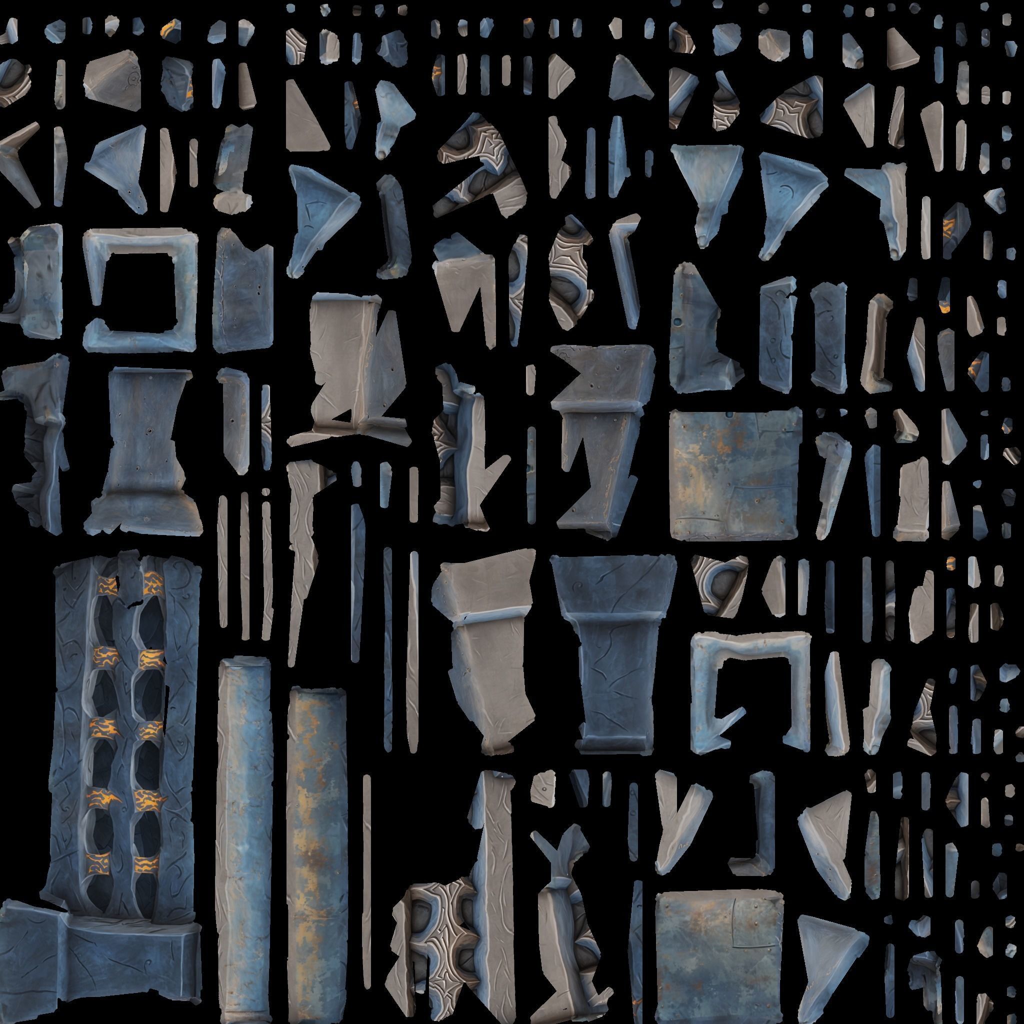 Cartoon Stone Fence Low-poly 3D model_4