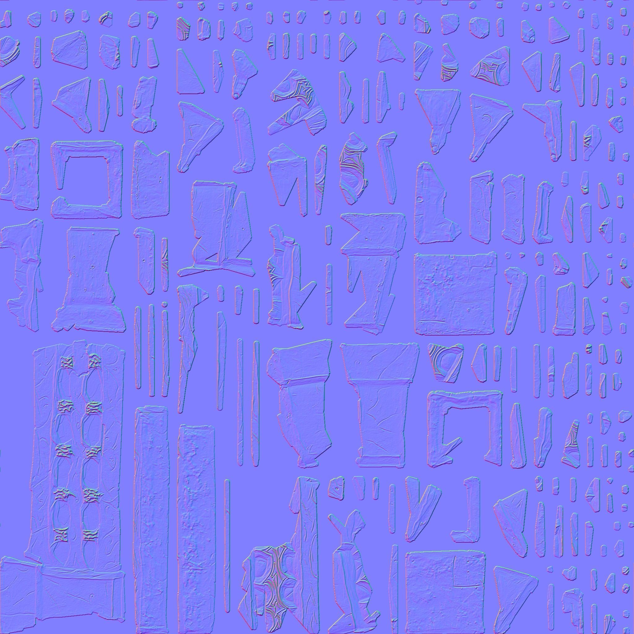 Cartoon Stone Fence Low-poly 3D model_5