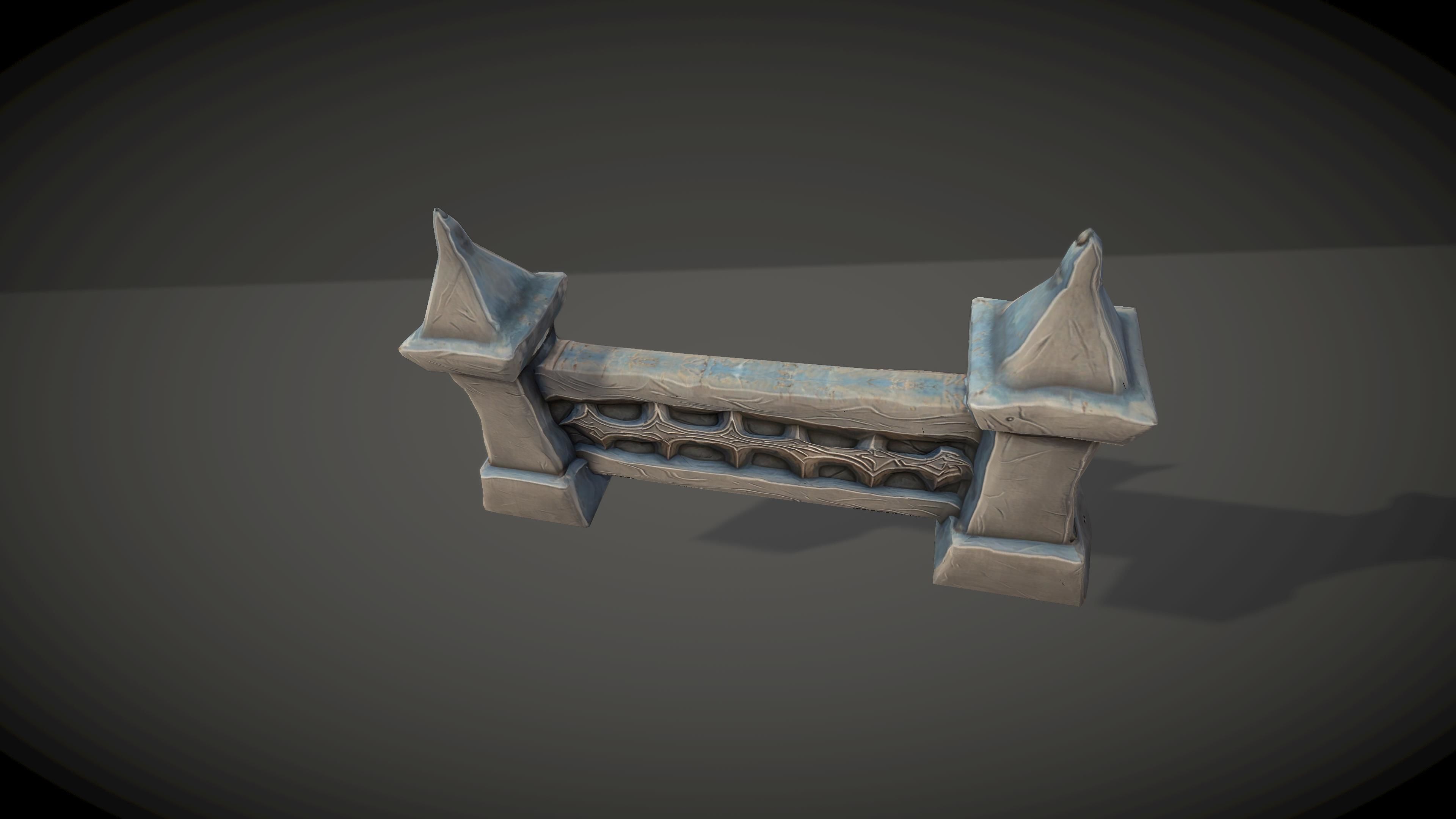 Cartoon Stone Fence Low-poly 3D model_2