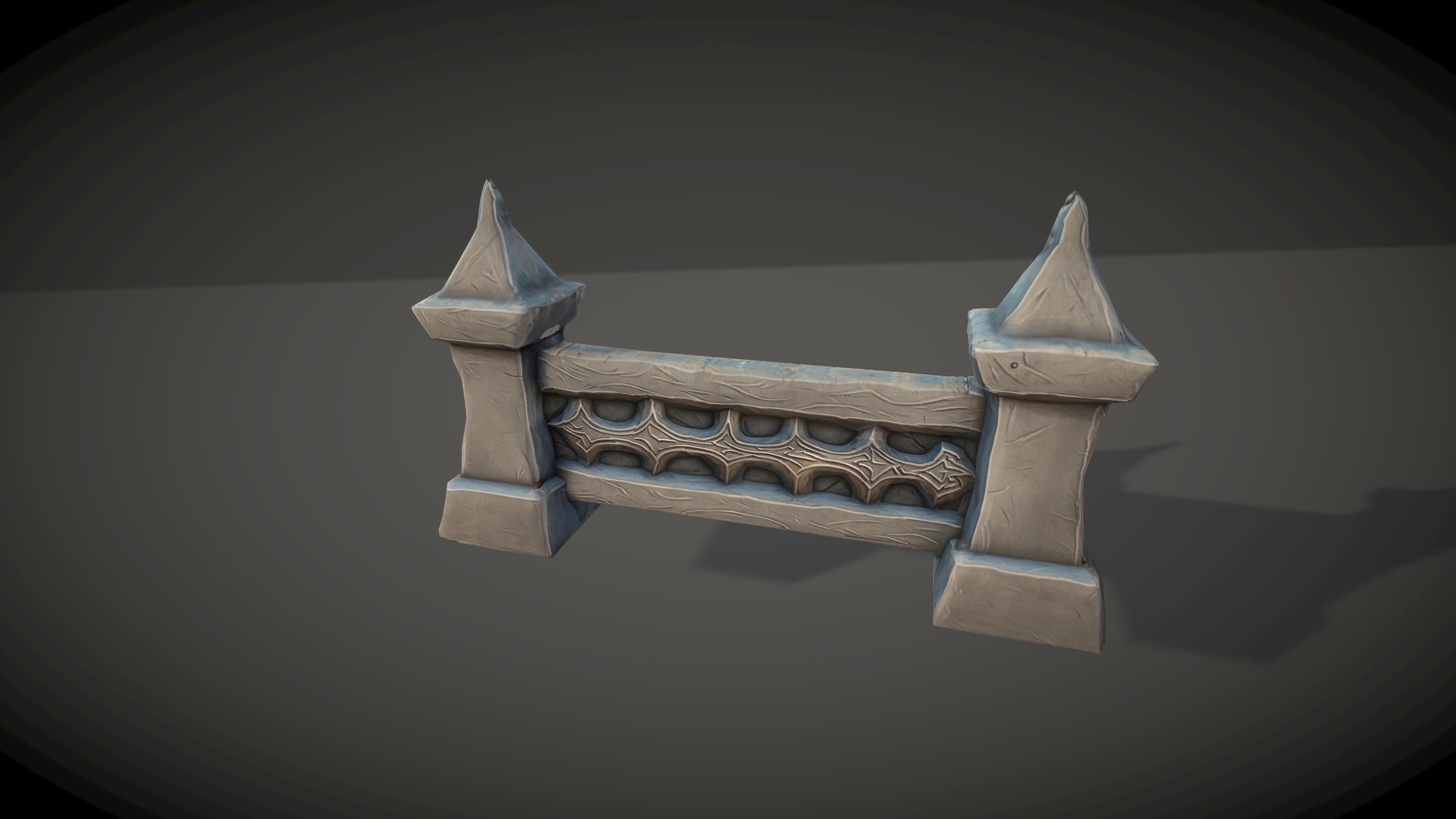 Cartoon Stone Fence Low-poly 3D model_3