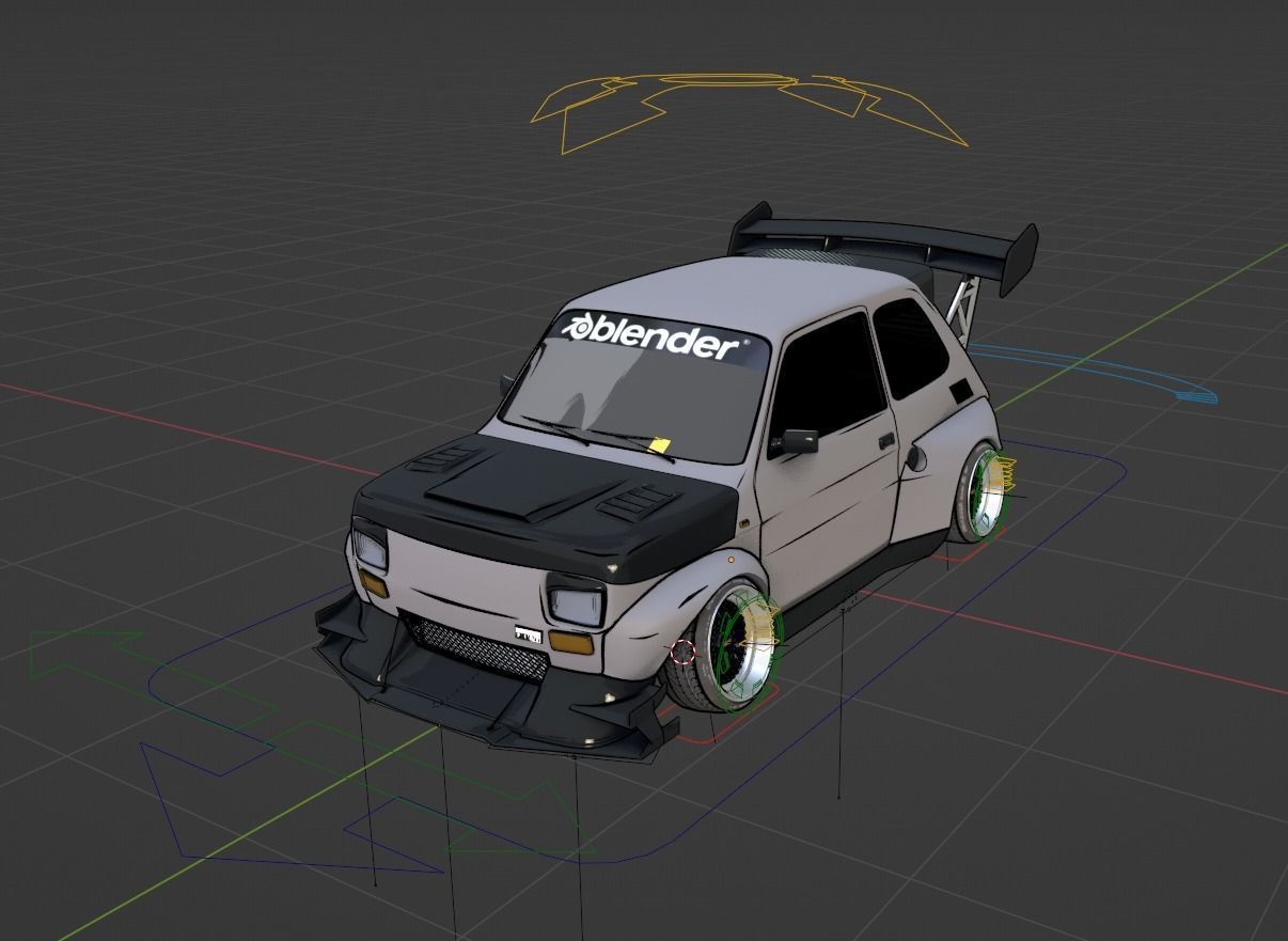 Toon style Fiat polski Drift spec eevee Low-poly 3D model_1
