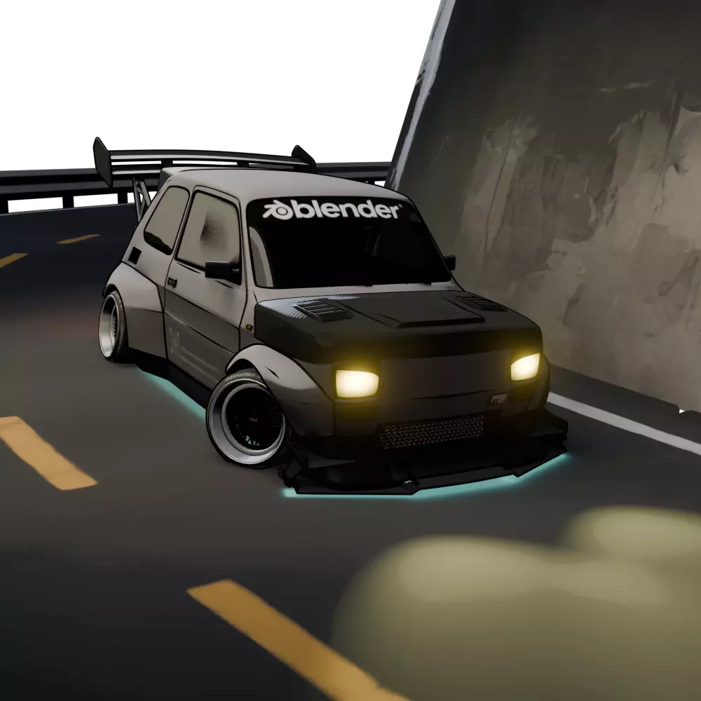 Toon style Fiat polski Drift spec eevee Low-poly 3D model_0