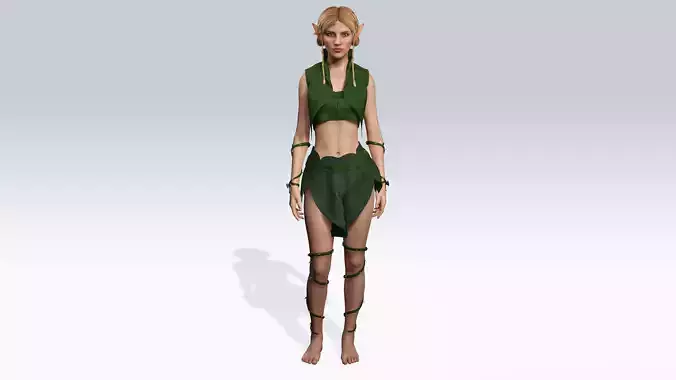 Dryad girl - Fully Rigged Low-poly 3D model