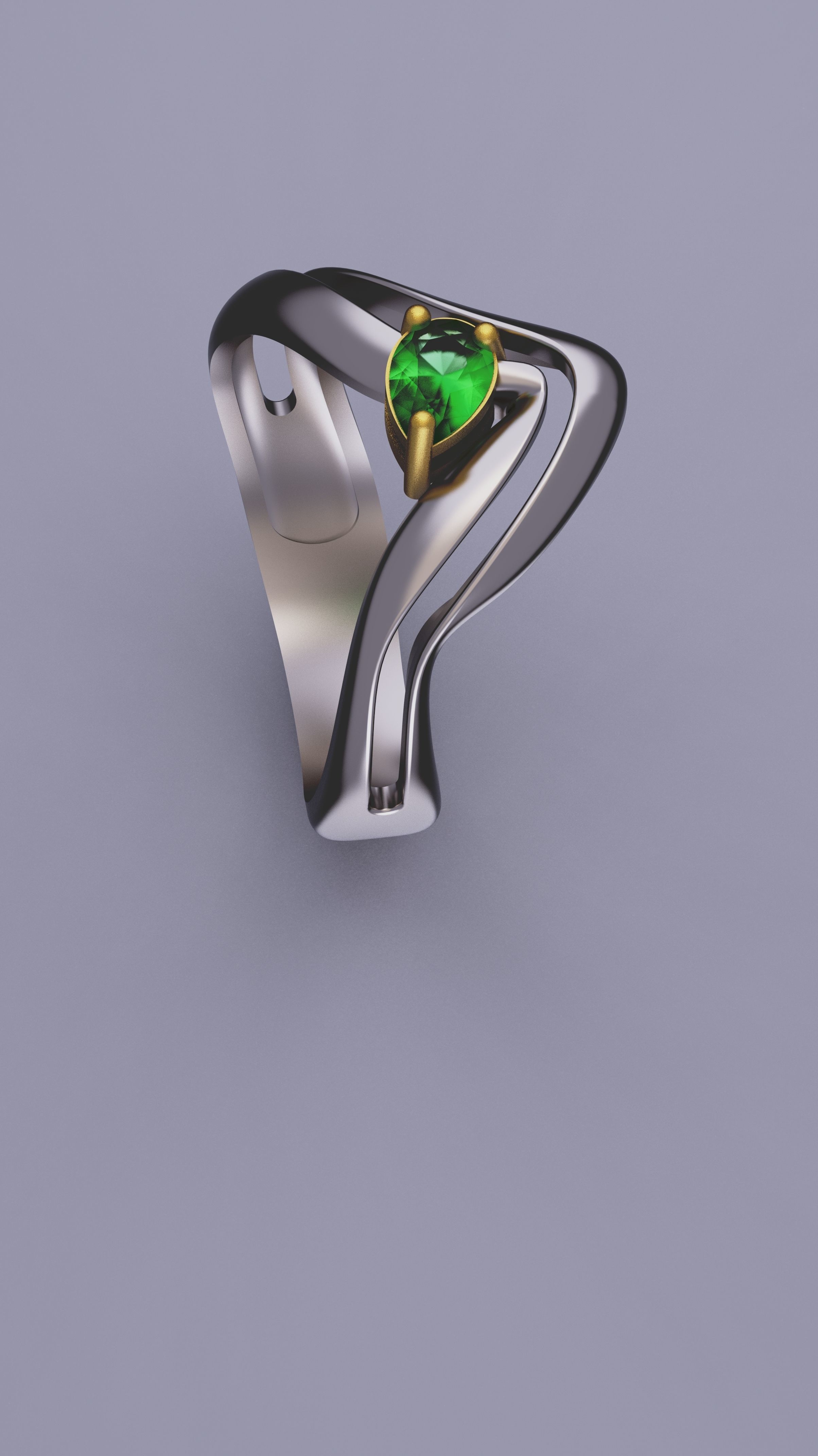 Pearcut Emerald Ring 3D print model_4