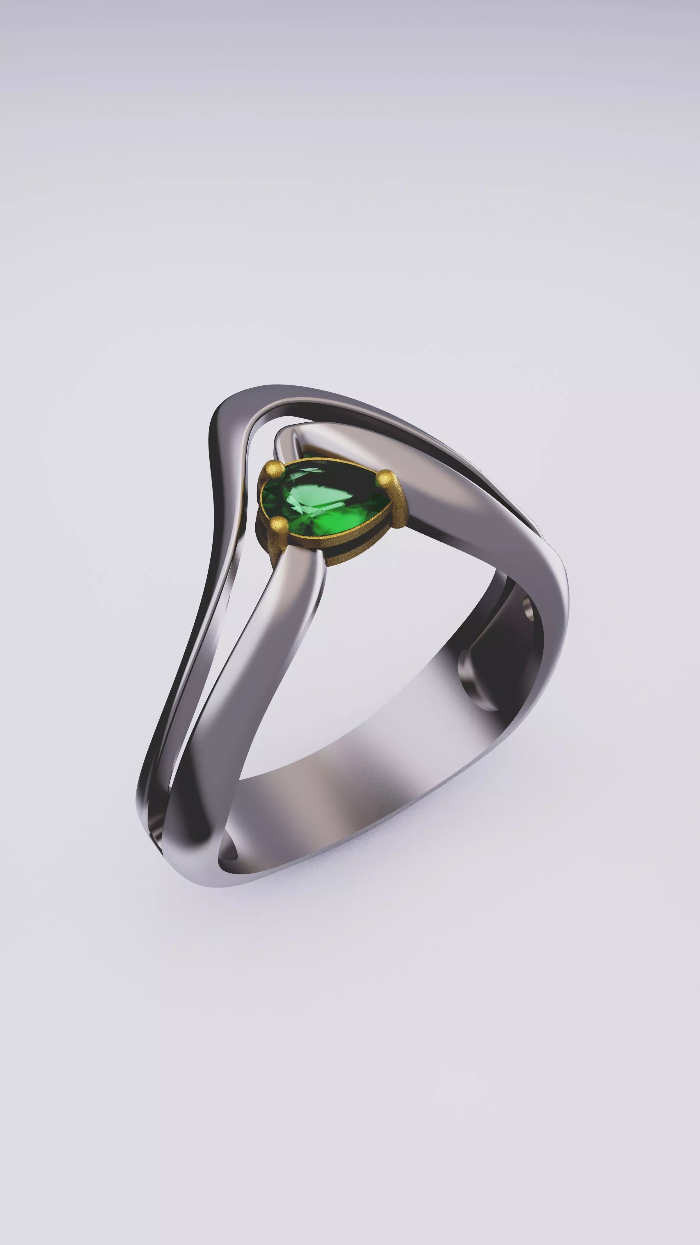 Pearcut Emerald Ring 3D print model_0