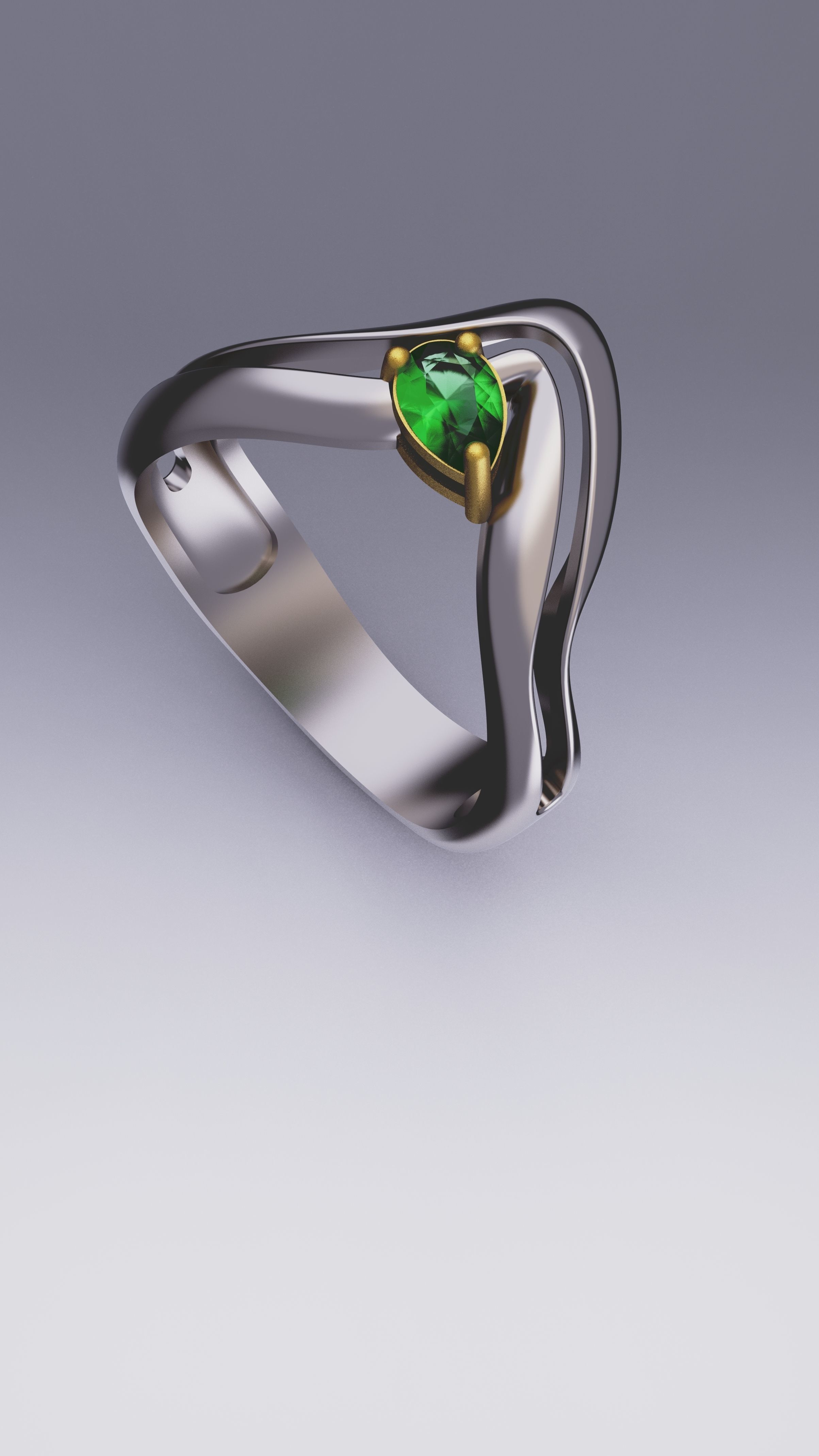 Pearcut Emerald Ring 3D print model_3