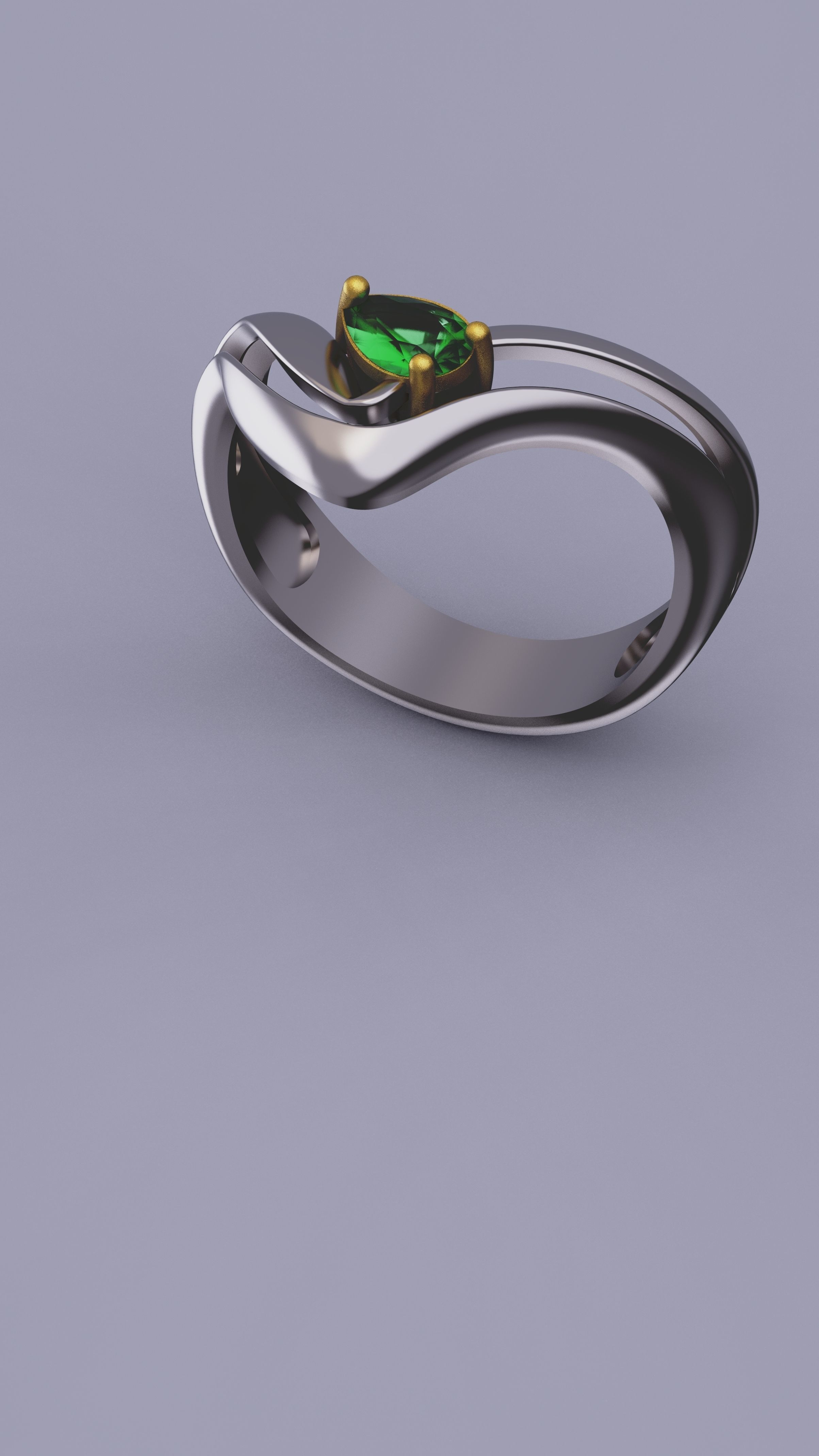Pearcut Emerald Ring 3D print model_6