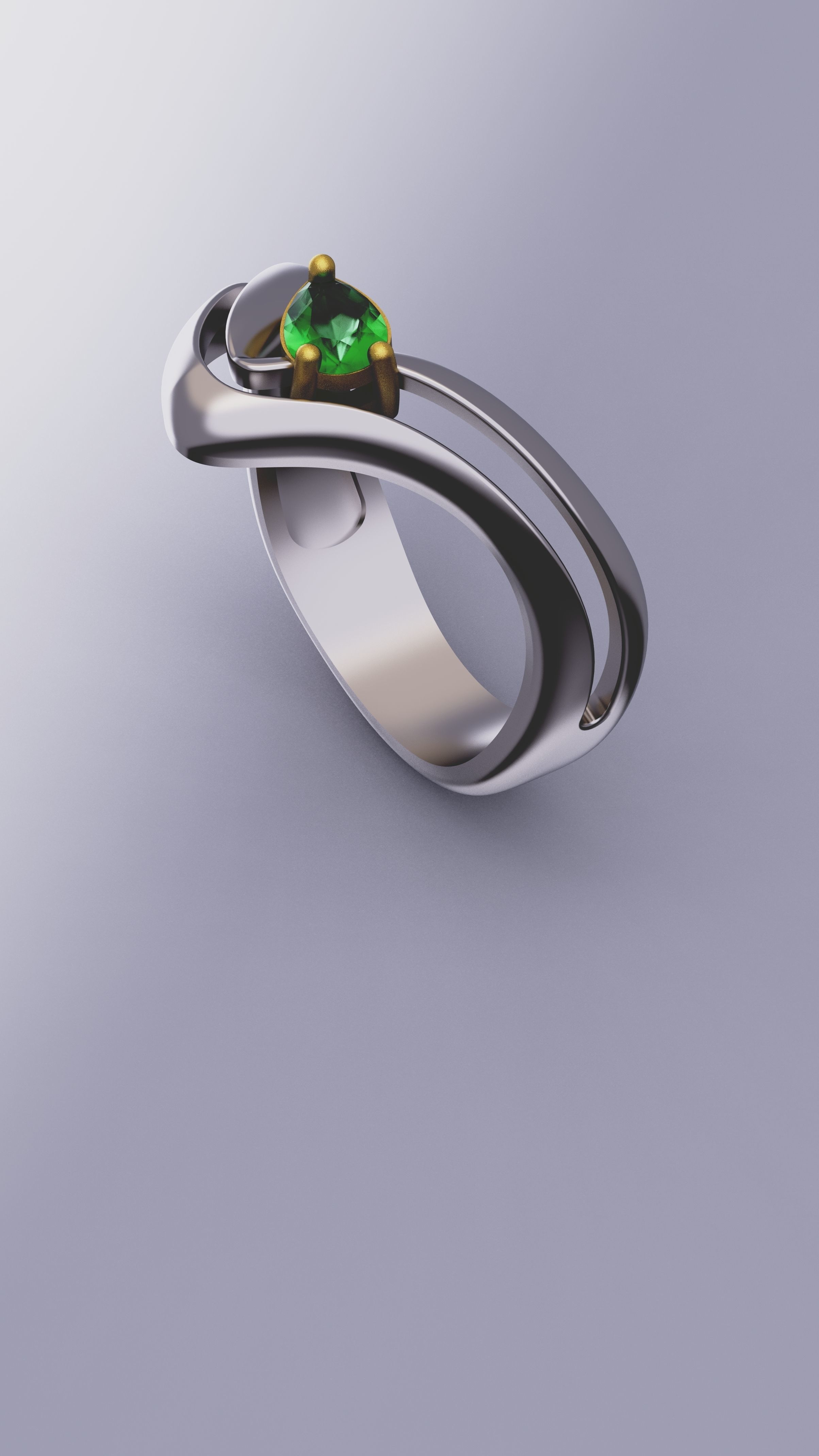 Pearcut Emerald Ring 3D print model_7