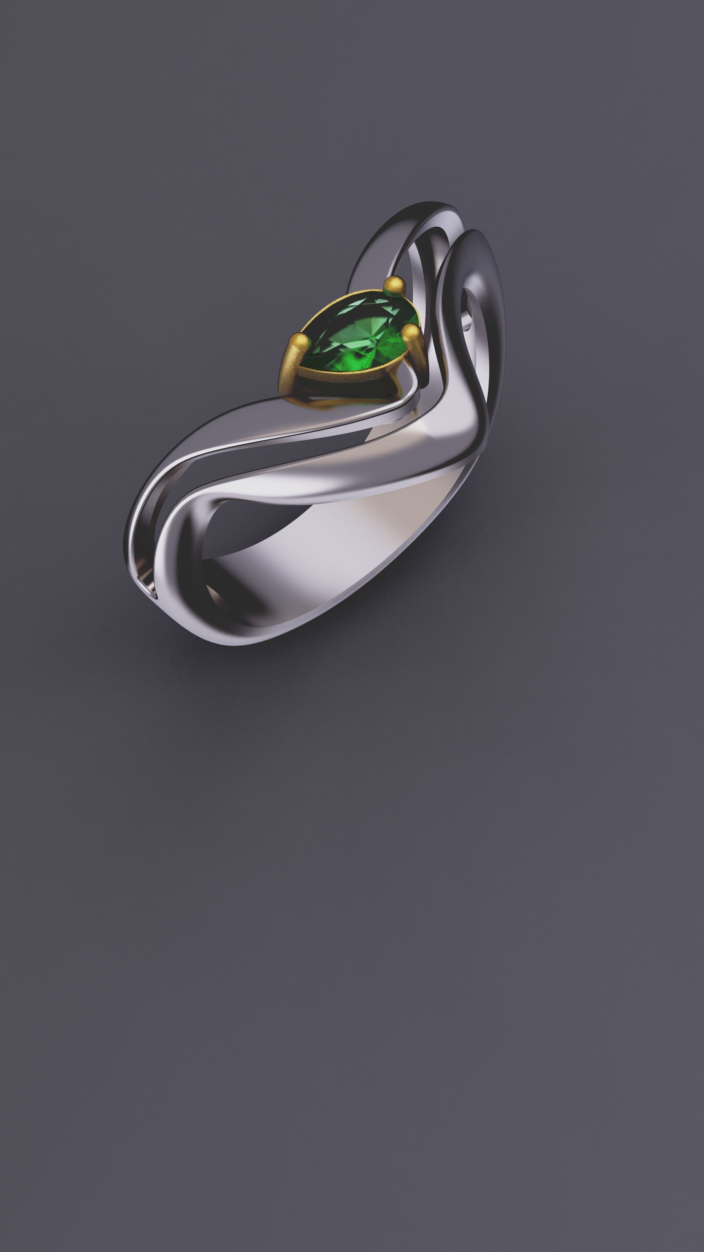 Pearcut Emerald Ring 3D print model_5