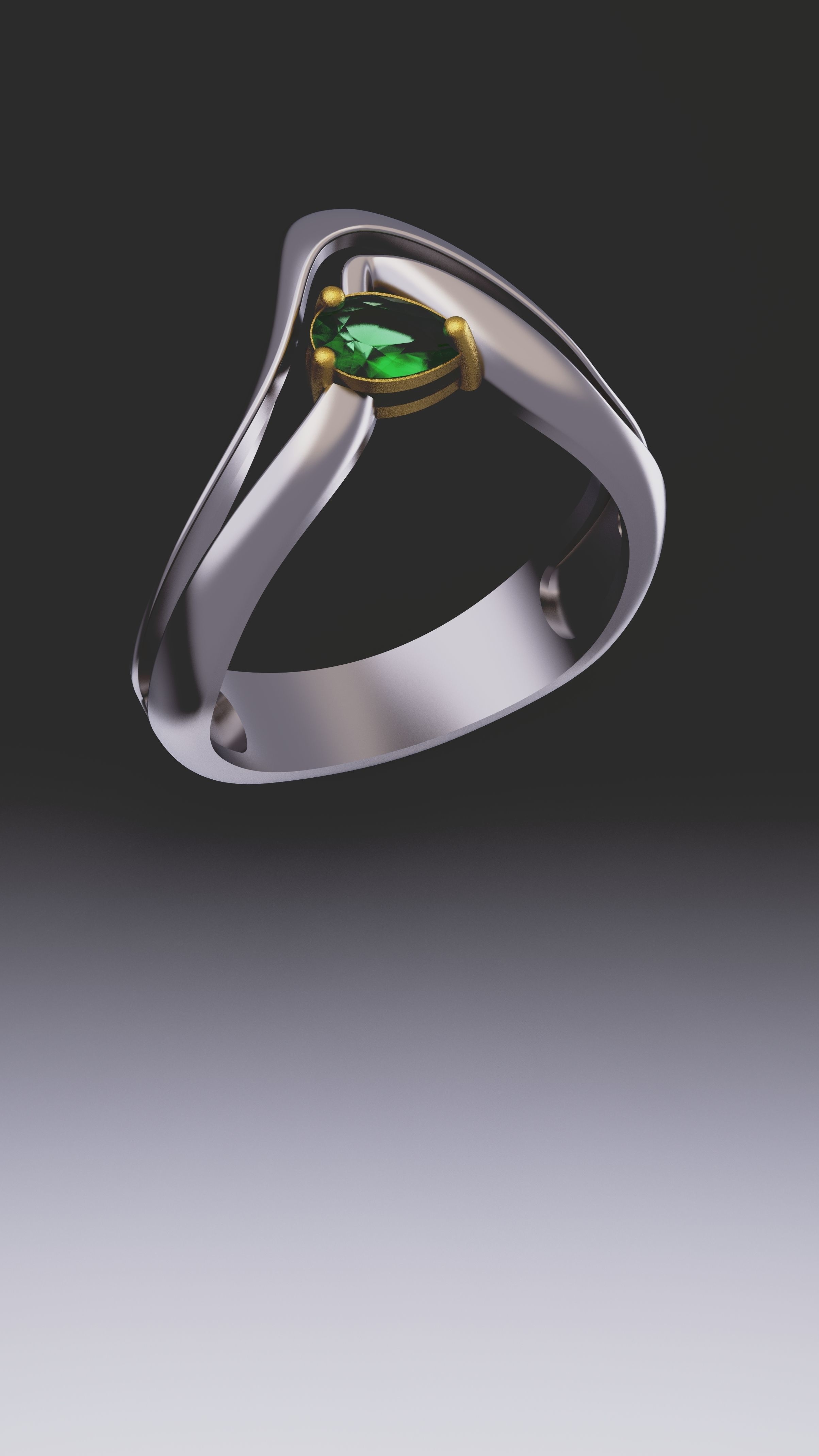 Pearcut Emerald Ring 3D print model_8