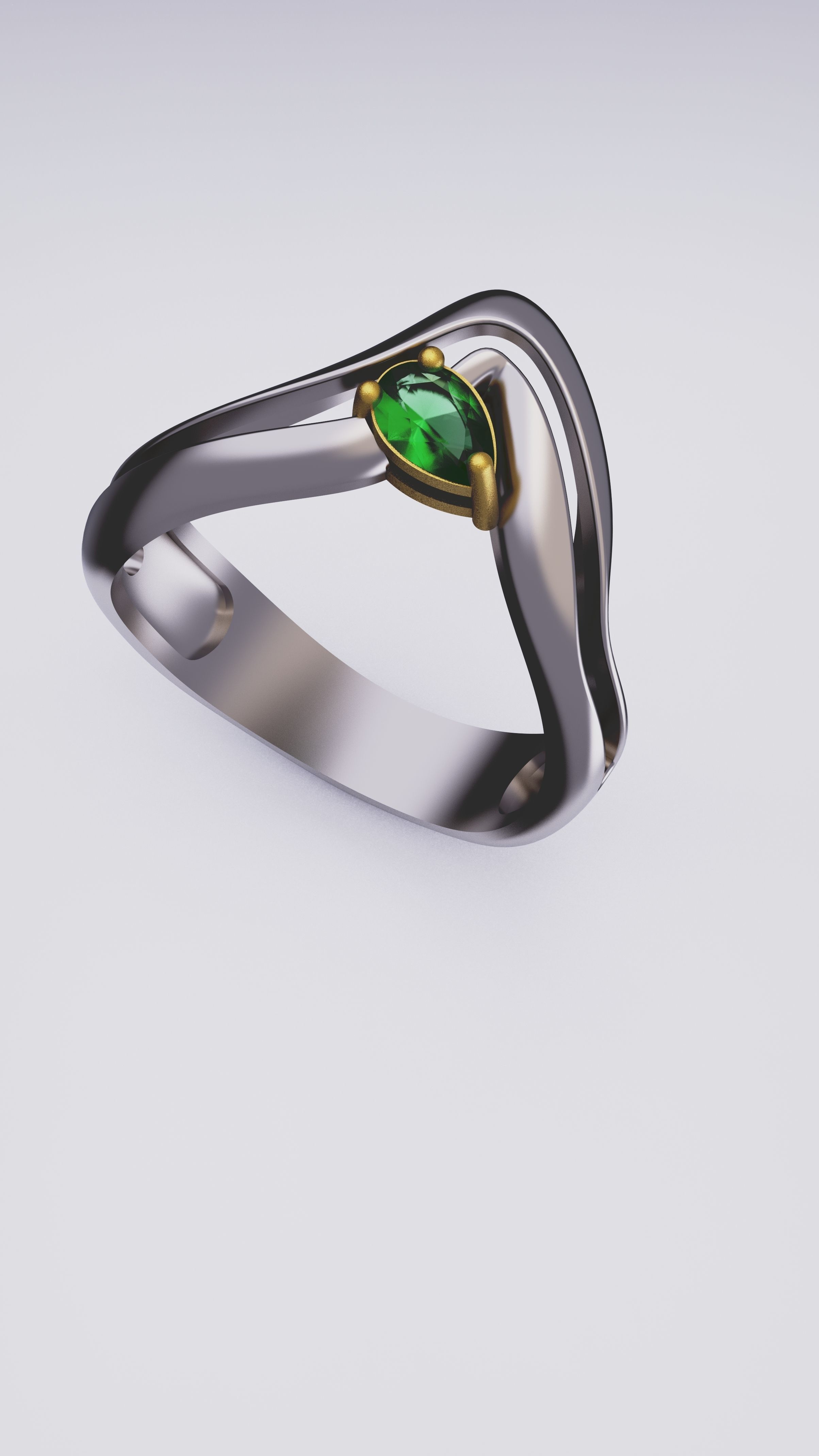 Pearcut Emerald Ring 3D print model_2